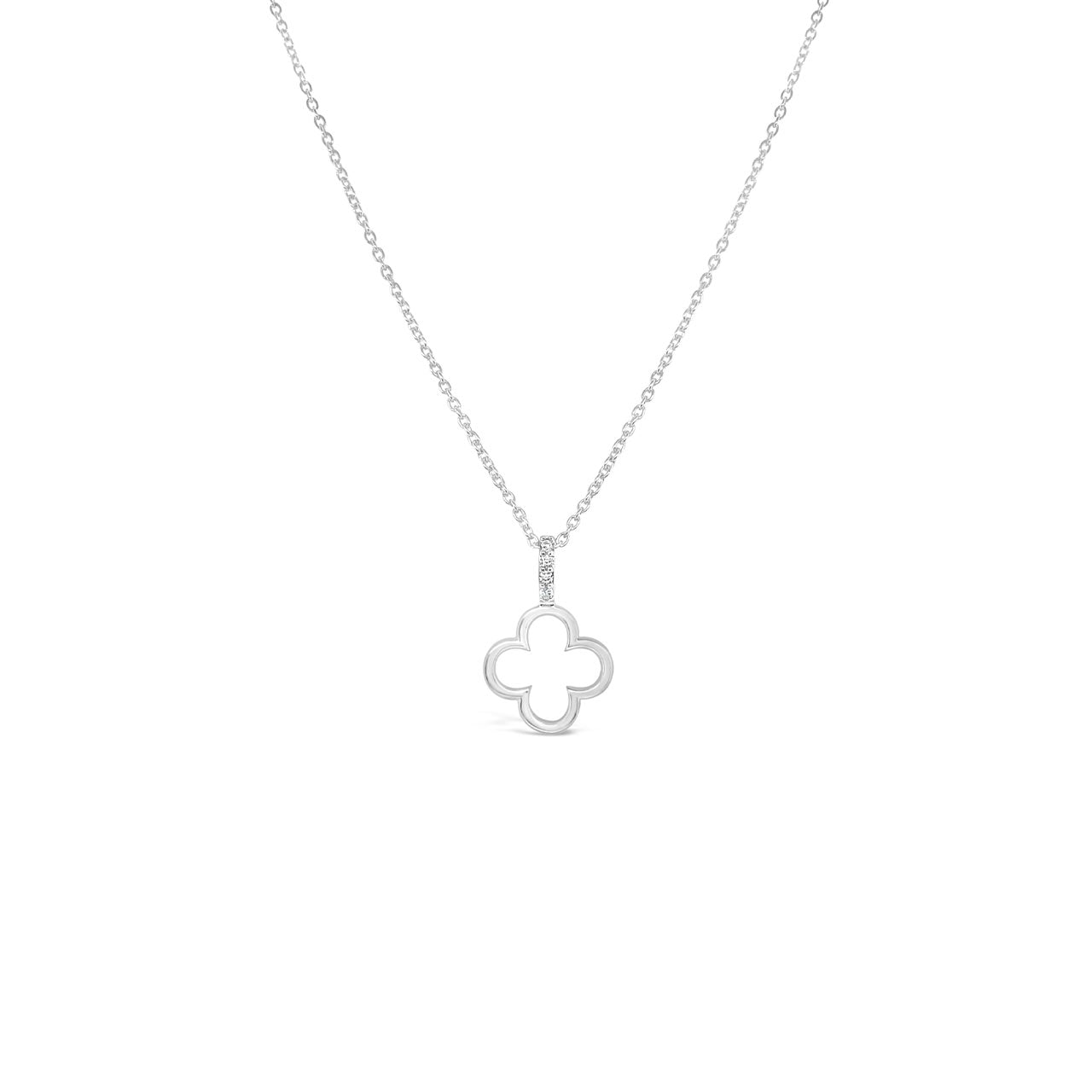 Sterling Silver Clover with CZ Pendant