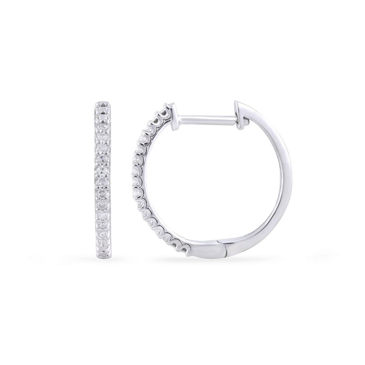 9k White Gold Diamond Huggies