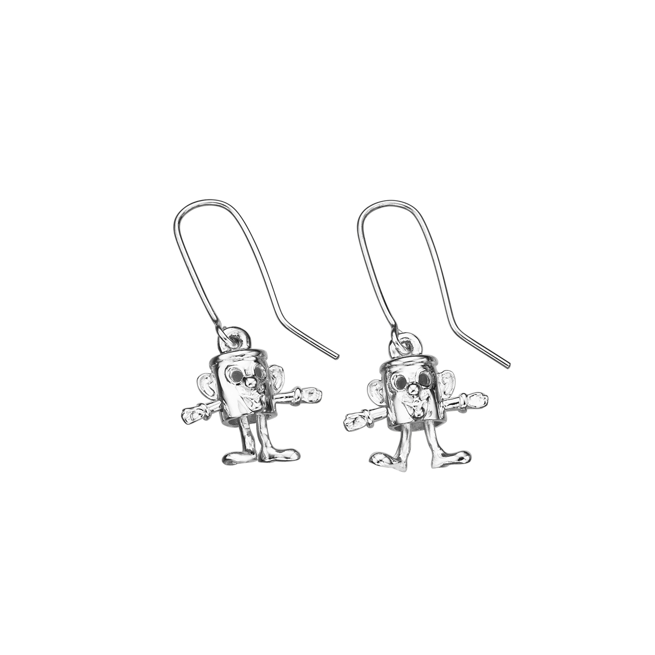 Sterling Silver Tin Man Hook Earrings