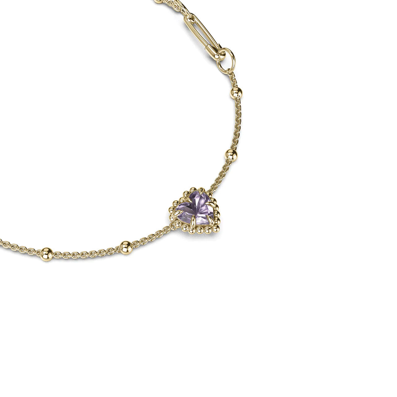 Dahlia's Heart Bracelet - Pink Amethyst X Gold Plated