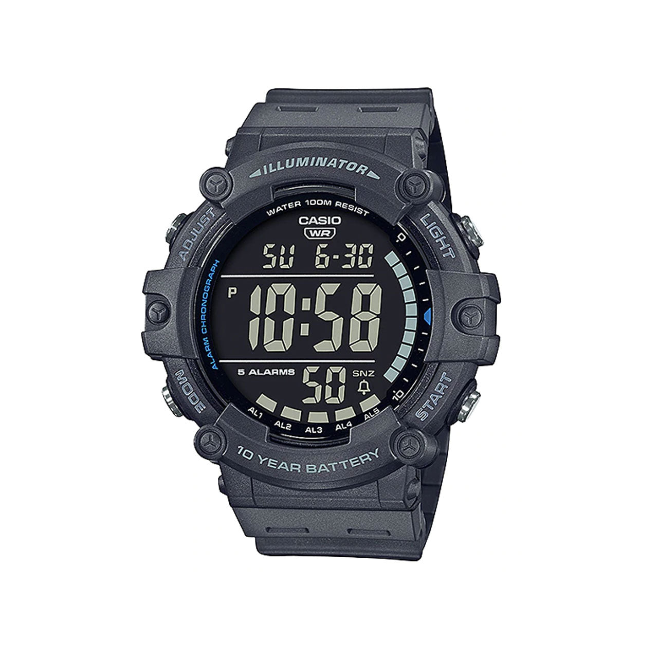 Casio Grey Digital Auto Illuminator Watch - AE1500WH-8B