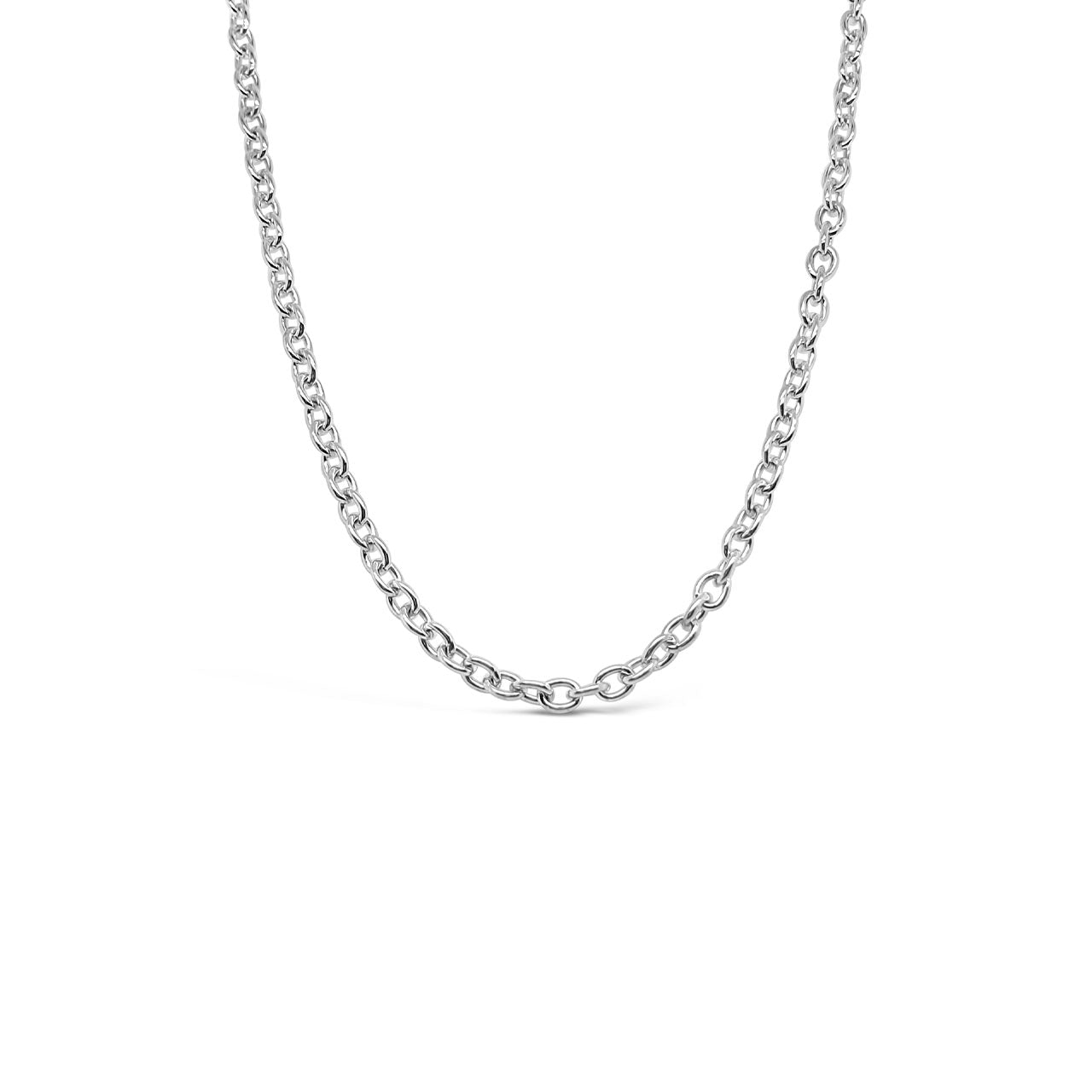 Sterling Silver V385 Round Cable Chain 55cm