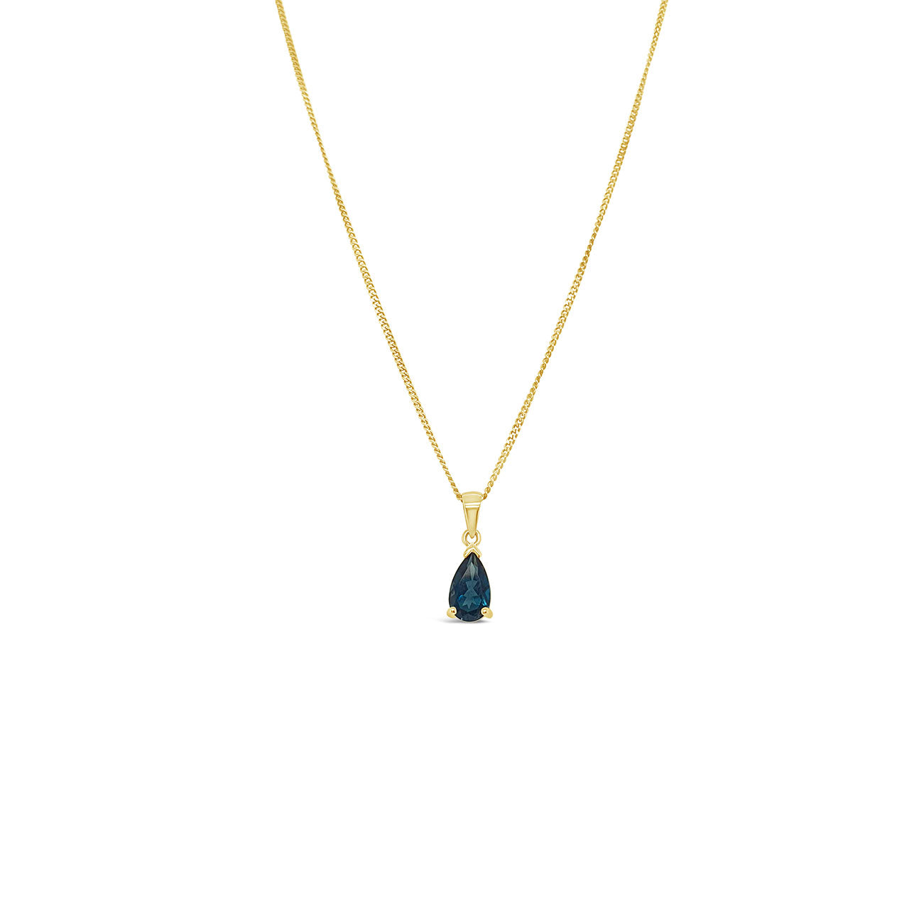 9k Yellow Gold Pear Shape London Blue Topaz Pendant