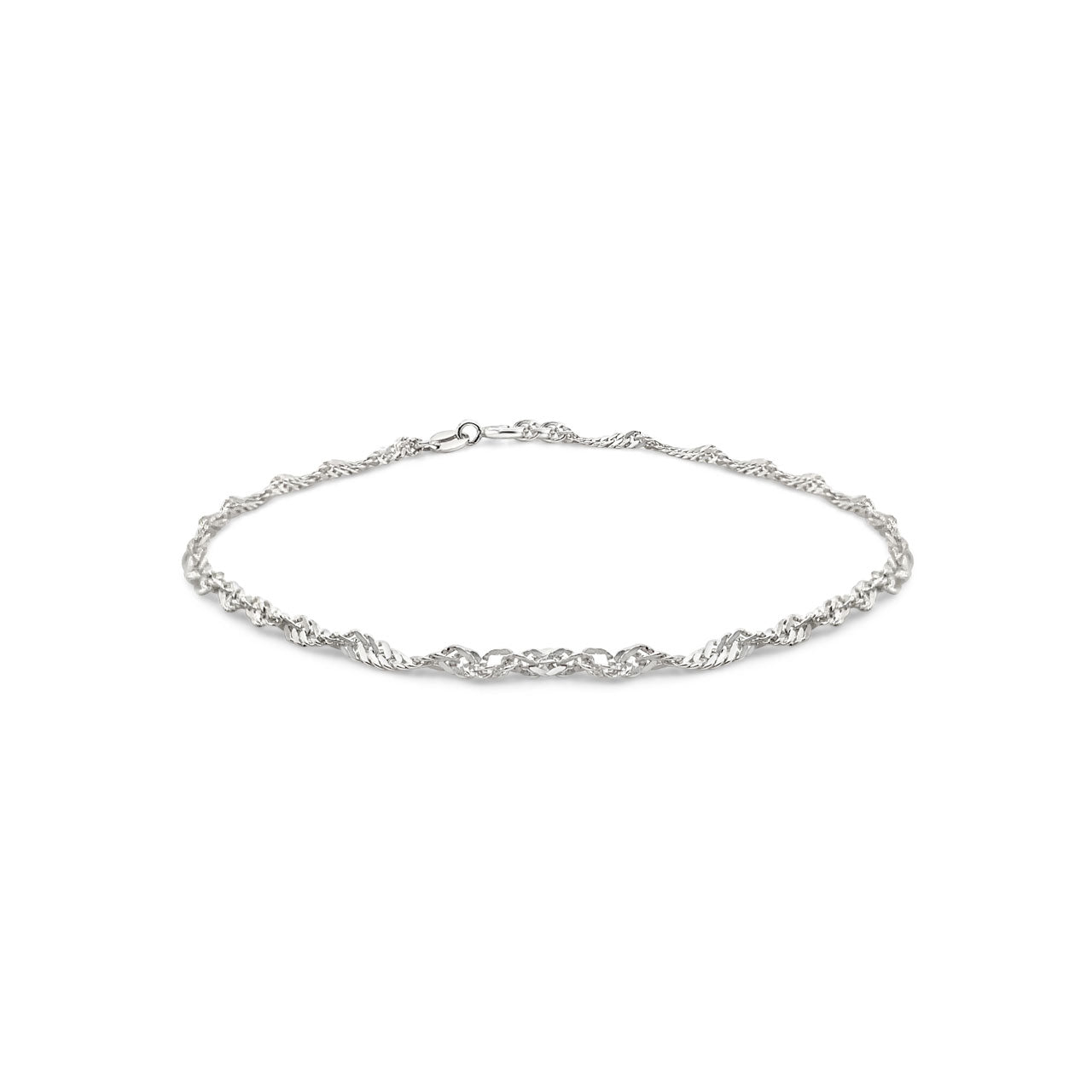 Sterling Silver Singapore Twist 25cm Anklet