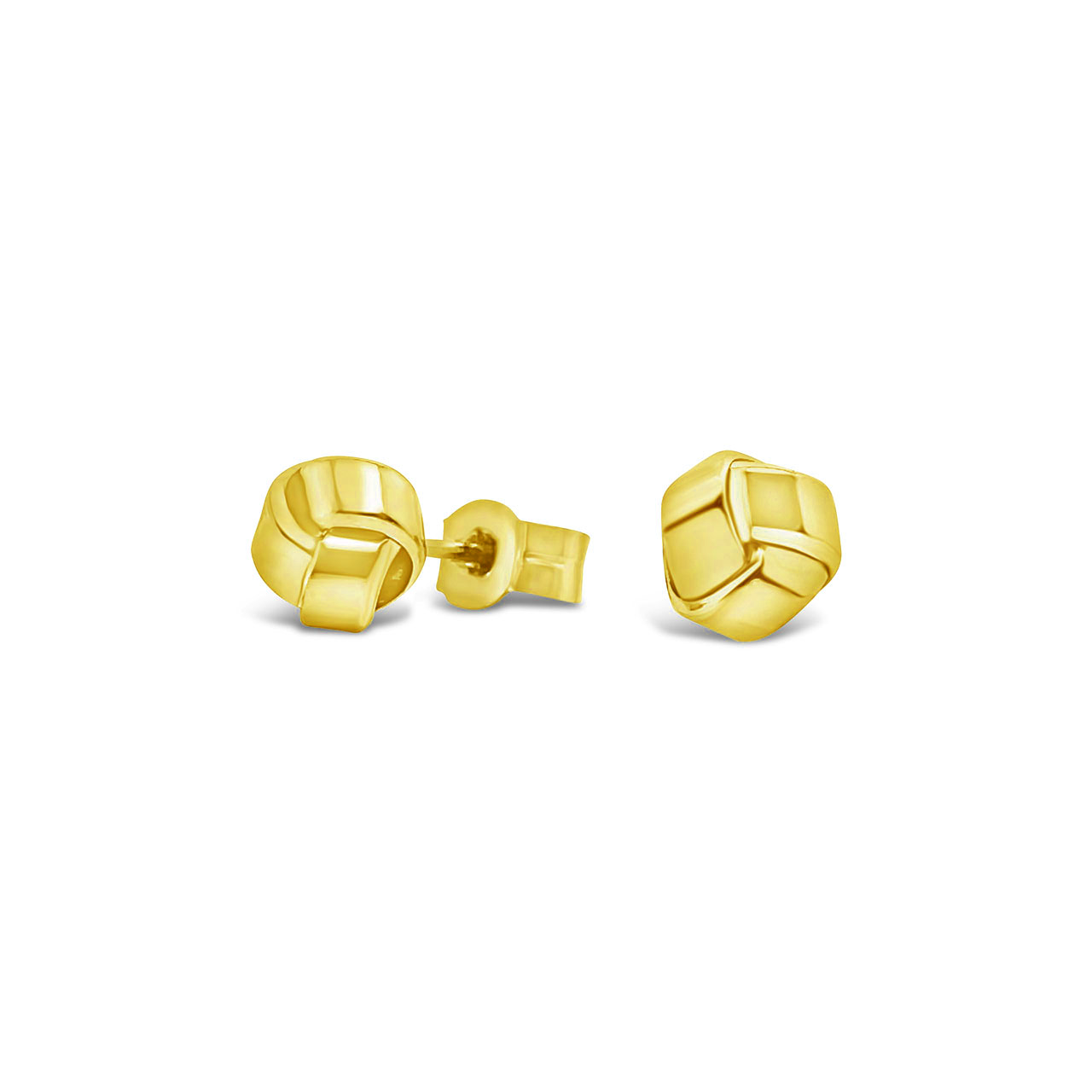 9k Yellow Gold Small Flat 3 Fold Knot Studs
