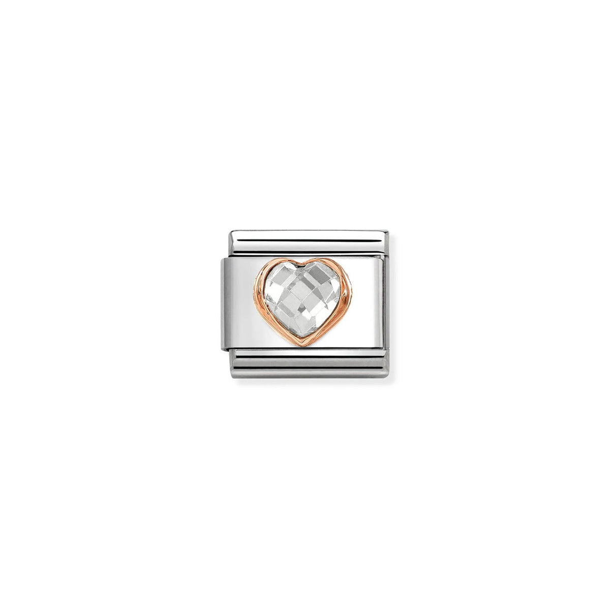 Composable Classic Link 430607/010 White CZ Heart In 9K Rose Gold