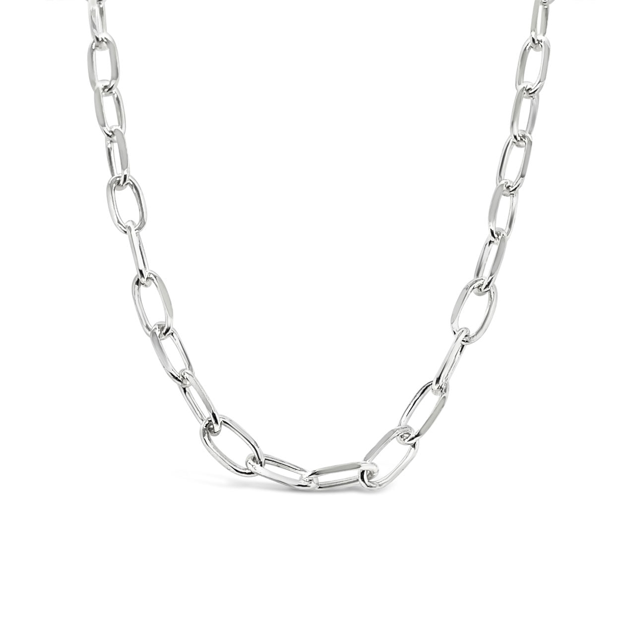 45cm Sterling Silver 13x6.4mm Diamond Cut Long Cable Link Necklace