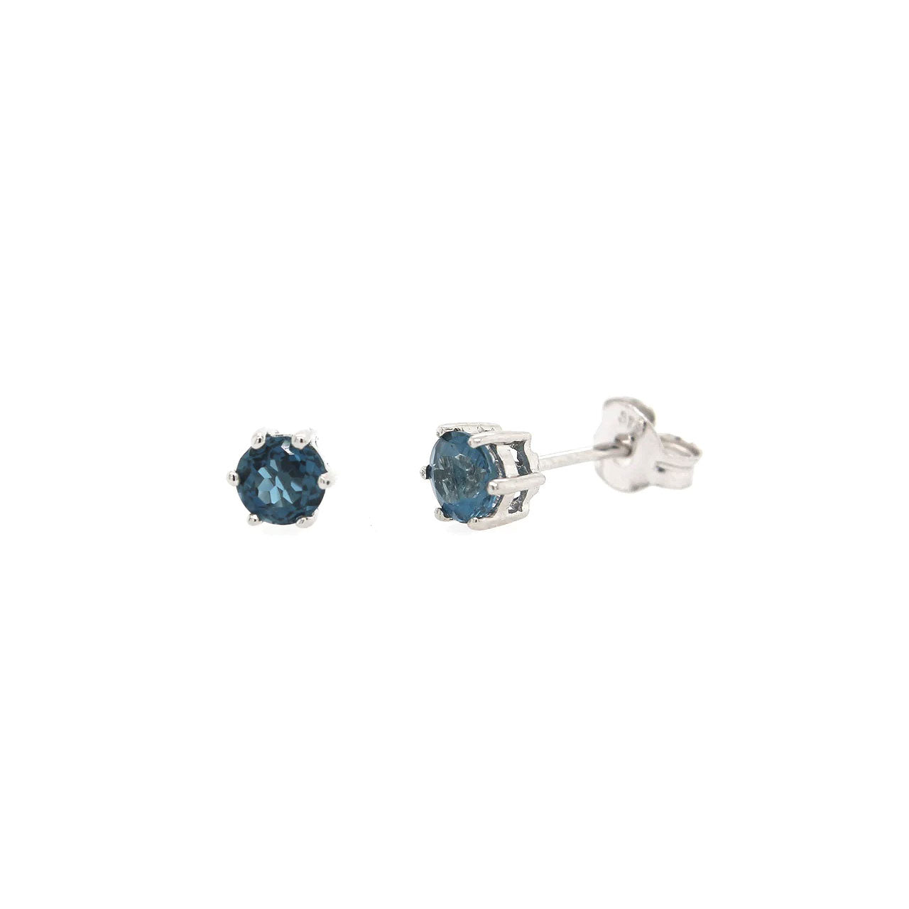 9k White Gold 6 Claw 4mm Sapphire Studs