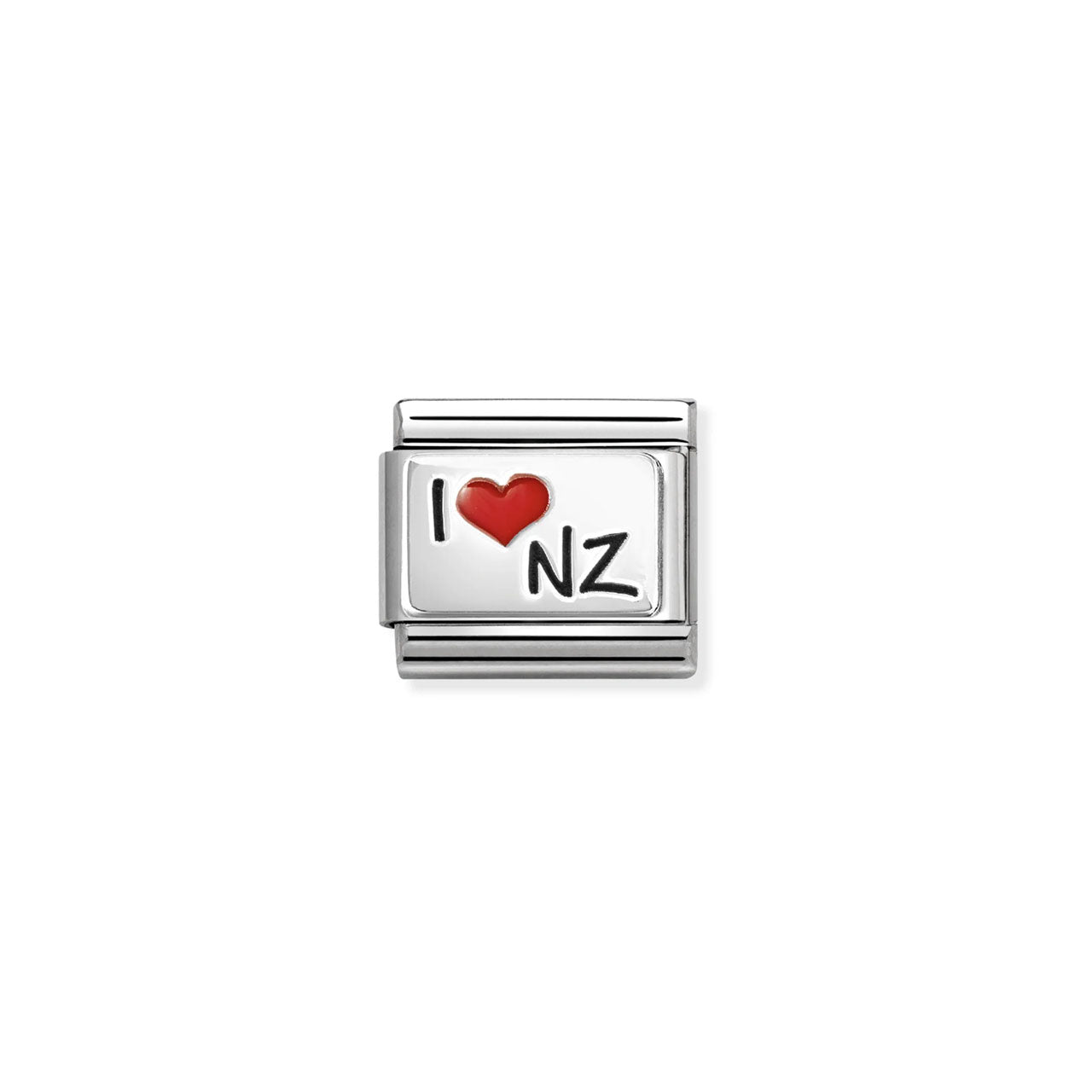 Composable Classic Link 330209/74 I Love NZ Heart In 925 Silver & Enamel