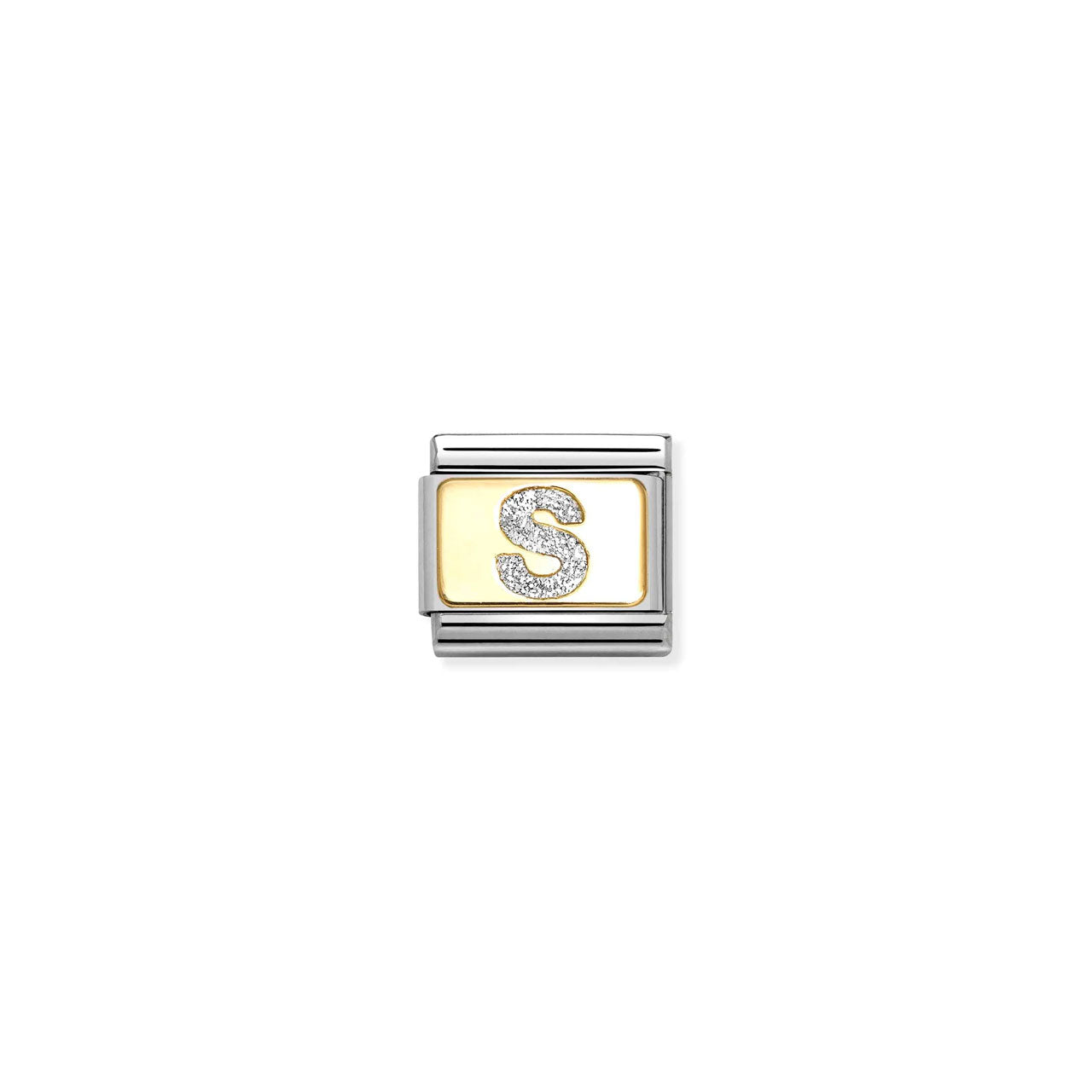 Composable Classic Link 030291/19 Silver Letter S In 18K Gold & Glitter Enamel