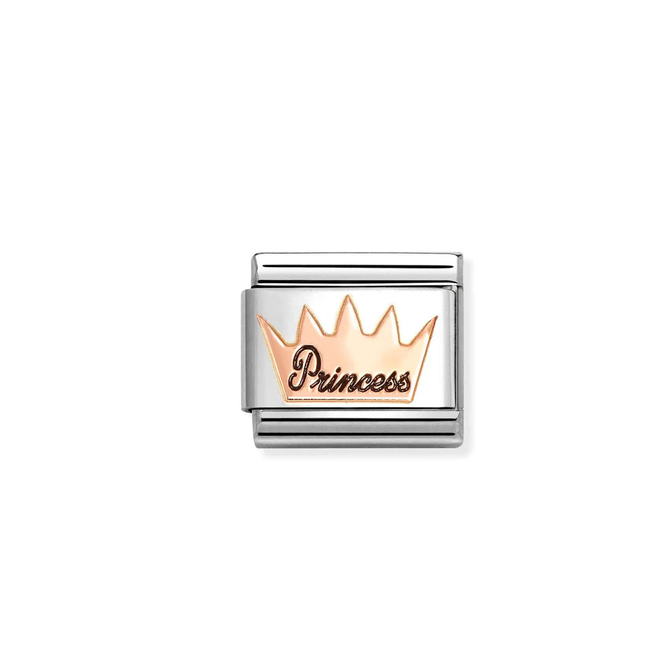 Composable Classic Link 430202/34 Princess With Crown 9K Rose Gold And Black Enamel