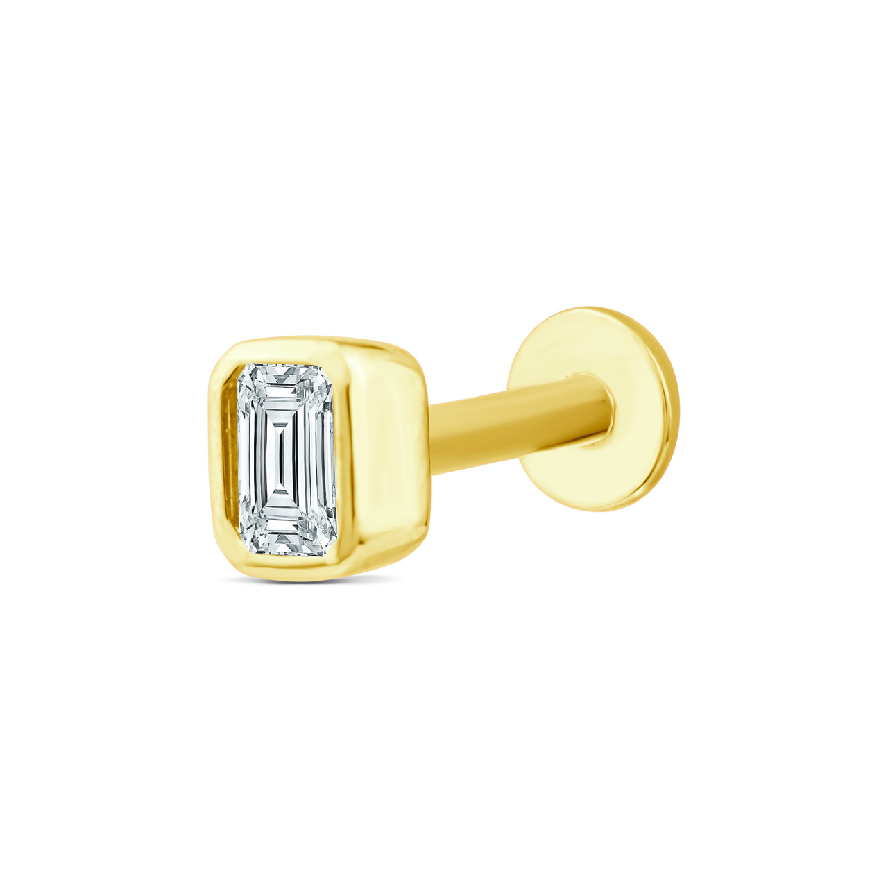 9k Yellow Gold 0.10ct Bezel Set Lab Grown Diamond Single Flat Back Earring