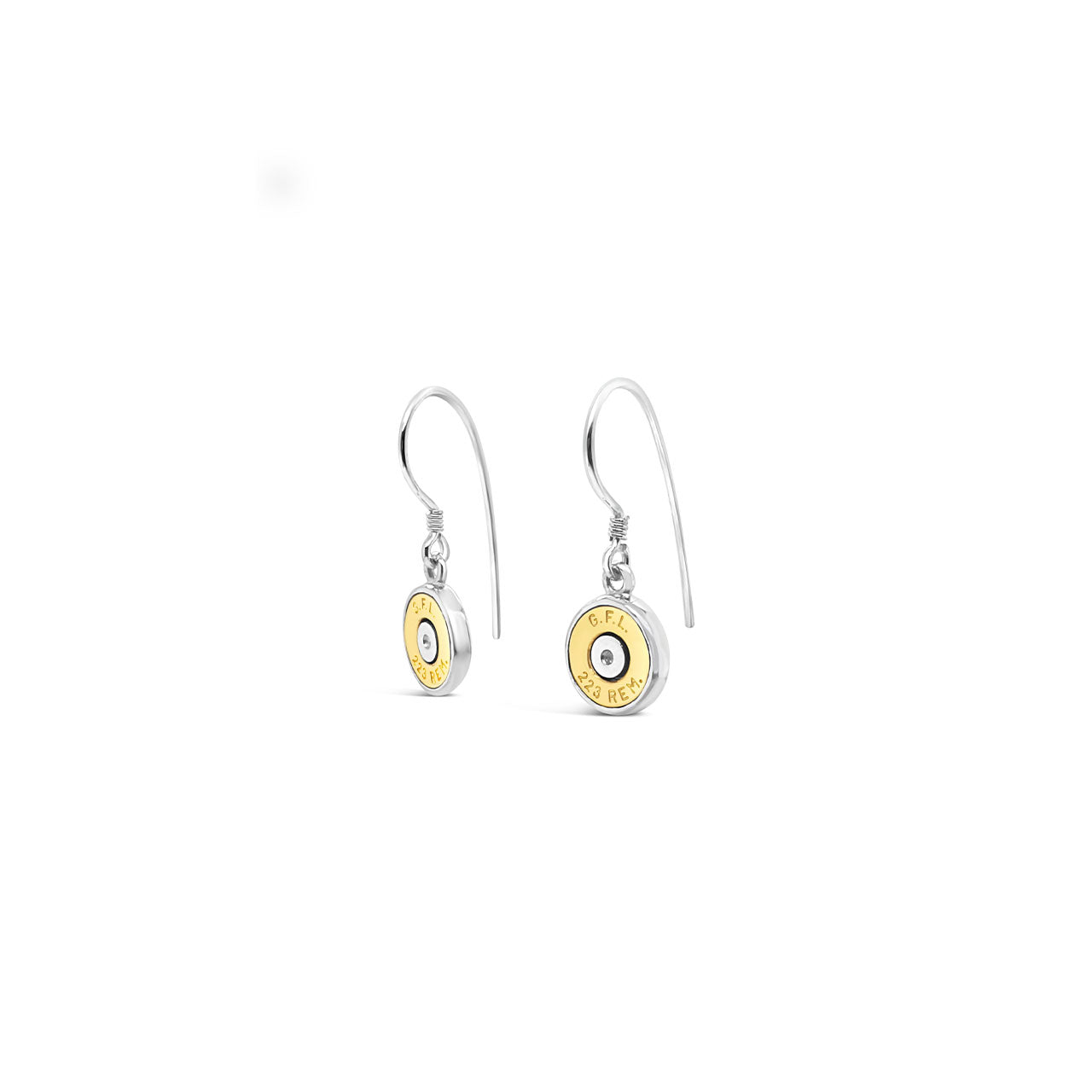 Sterling Silver Brass Bullet Hook Earrings
