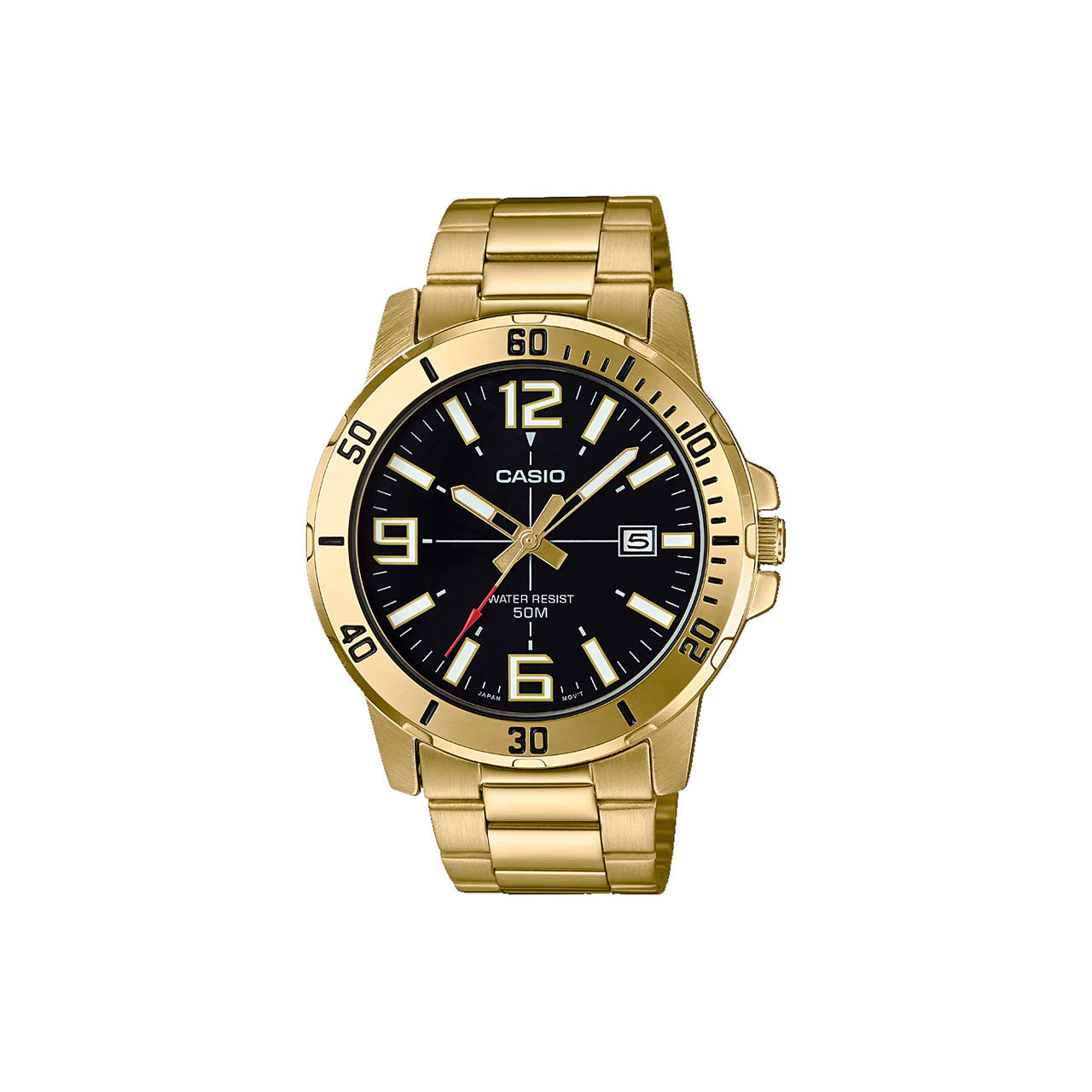 Casio Mens Gold Plated Diver Look 50m Watch - MTPVD01G-1B