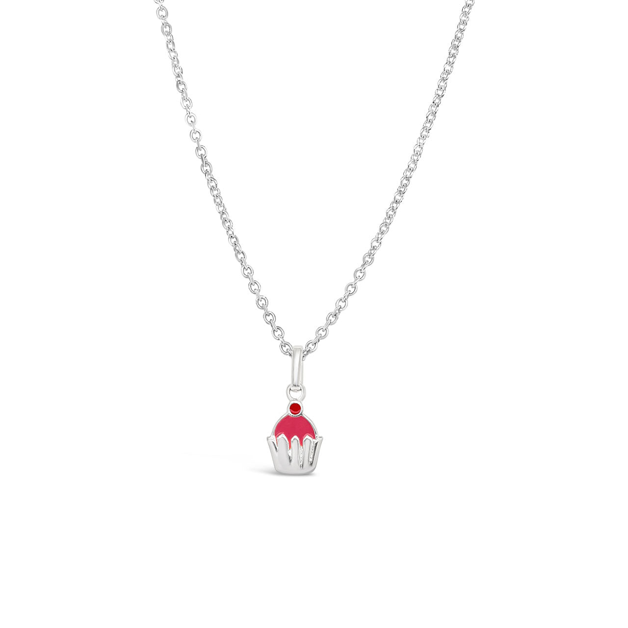 Sterling Silver & Enamel Pink Cupcake Necklace