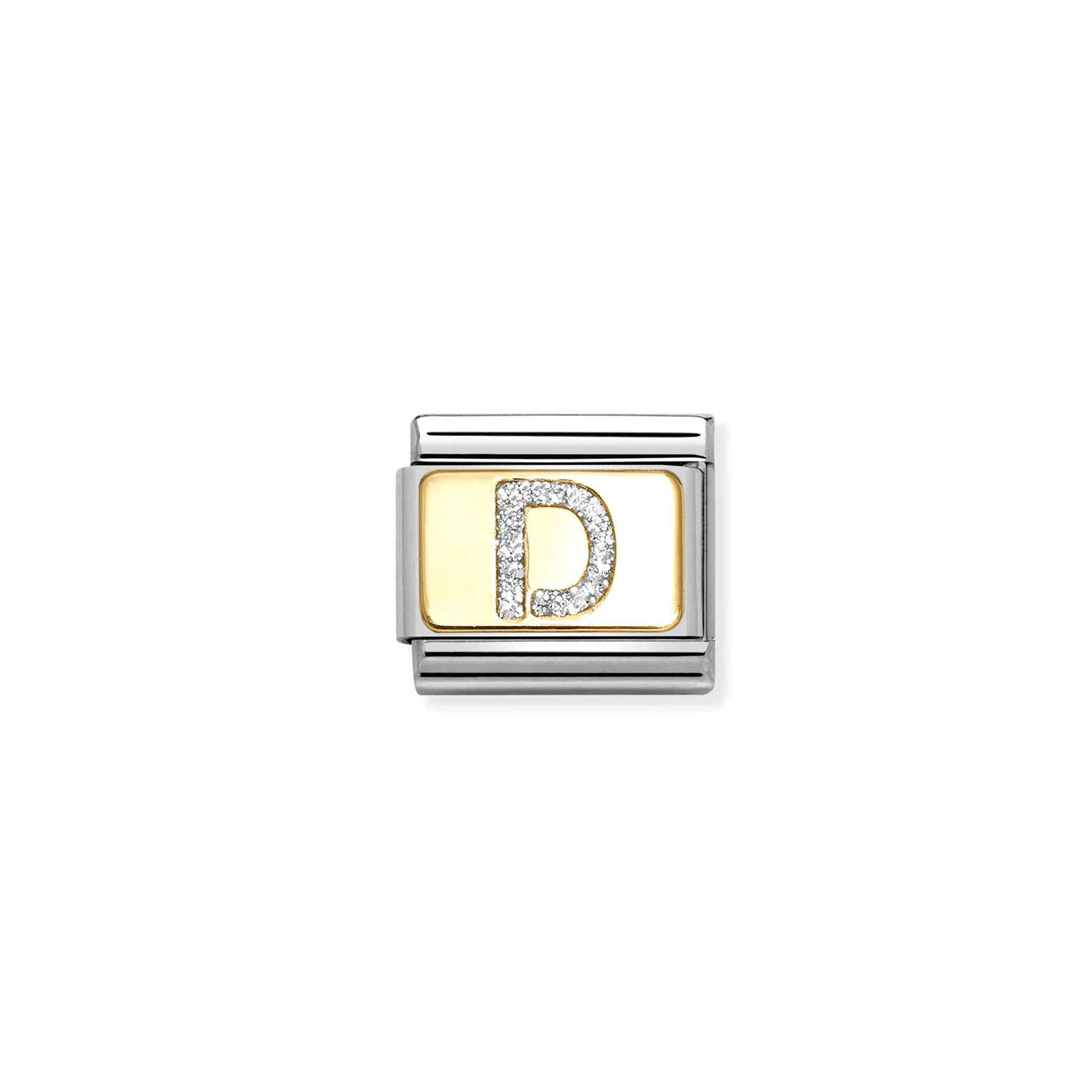Composable Classic Link 030291/04 Silver Letter D In 18K Gold & Glitter Enamel