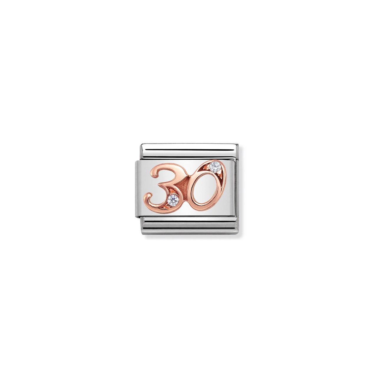 Composable Classic Link 430315/30 Number 30 in Rose Gold & CZ