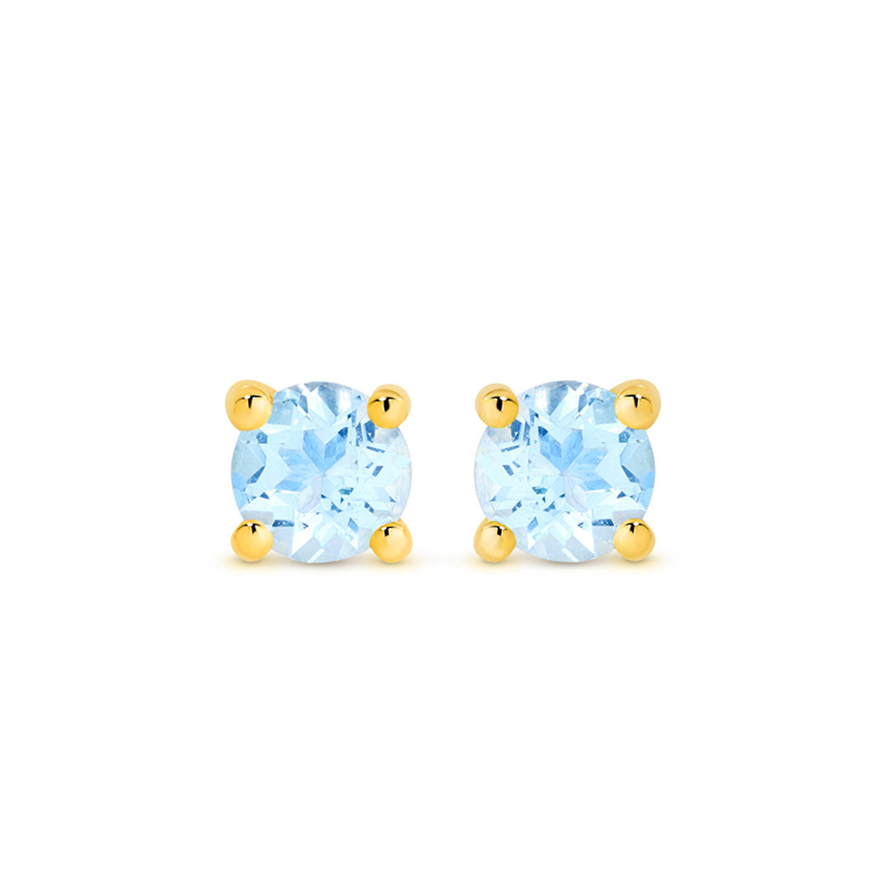 9k Yellow Gold Blue Topaz Stud Earrings
