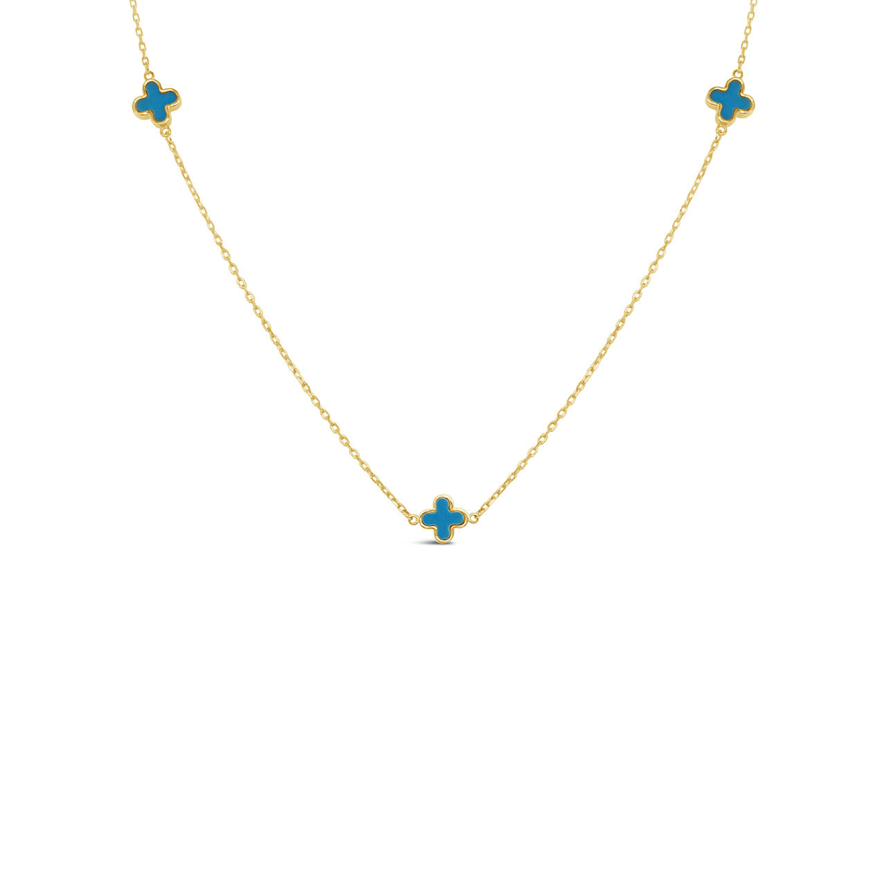 9k Yellow Gold Turquoise Petal Necklace