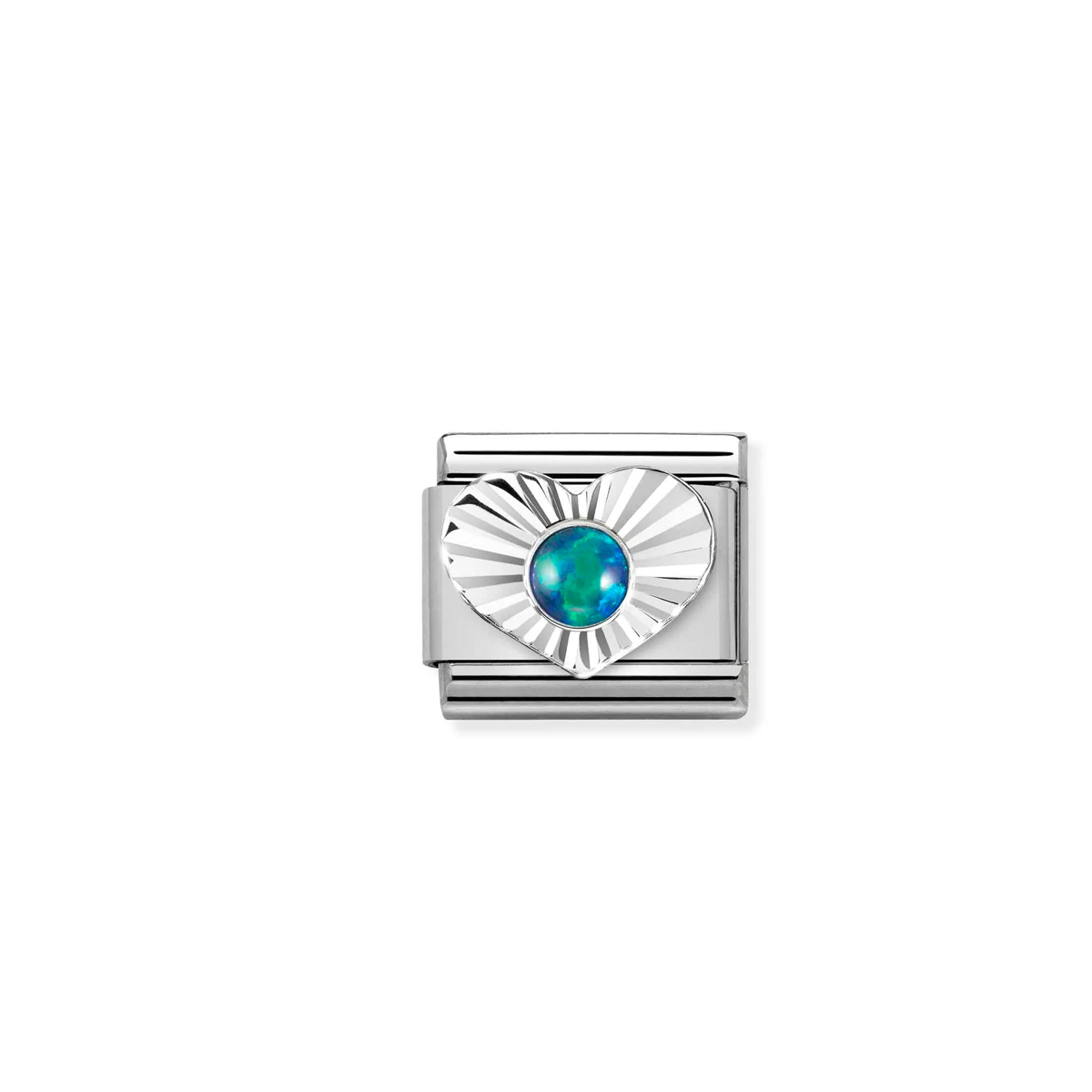 Composable Classic Link 330508/26 Green Opal In Silver Heart