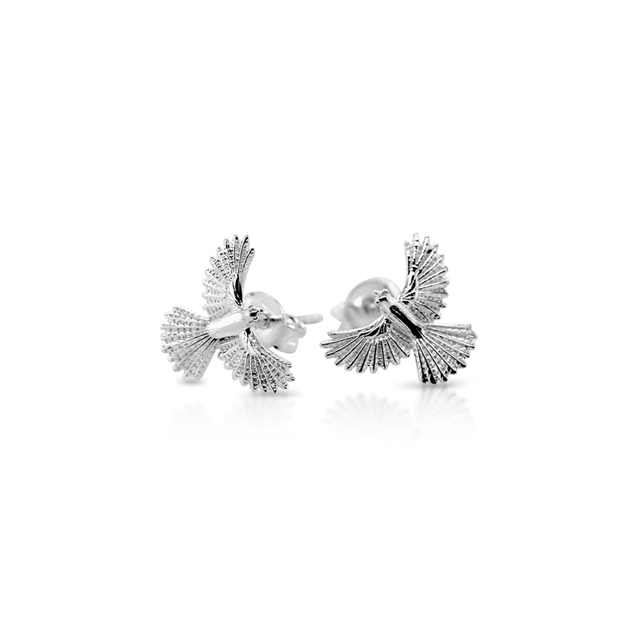 Sterling Silver Fantail Stud Earrings