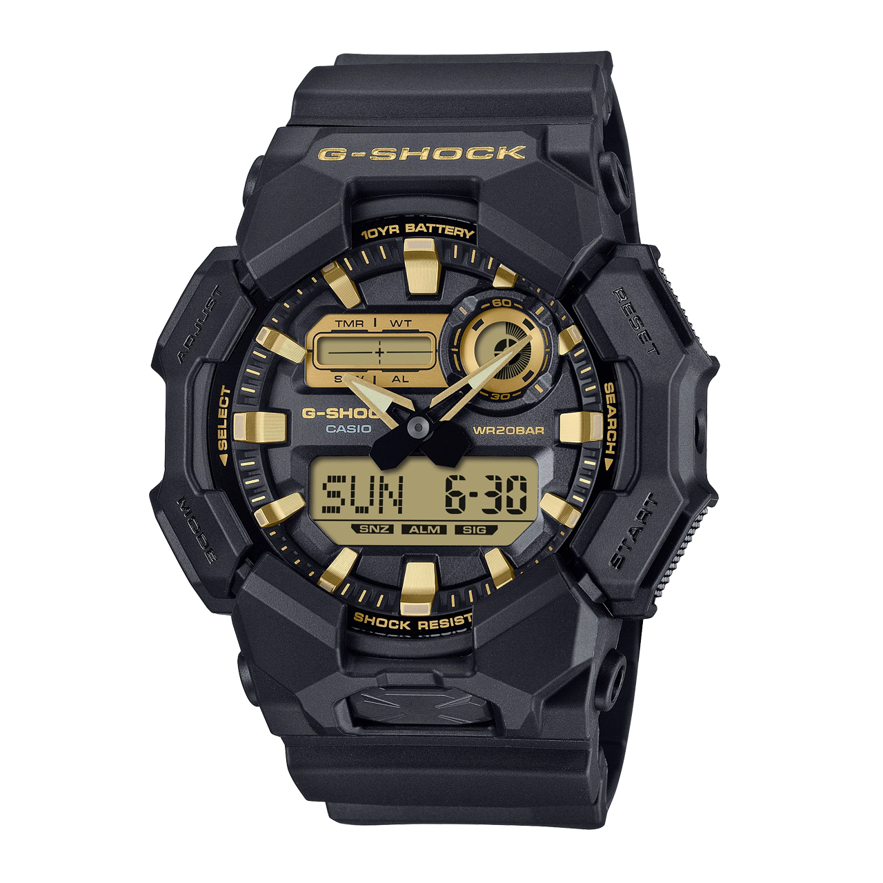 G-Shock GD-100 Series Rugged Duo Black & Gold Watch - GA010GB-1A9