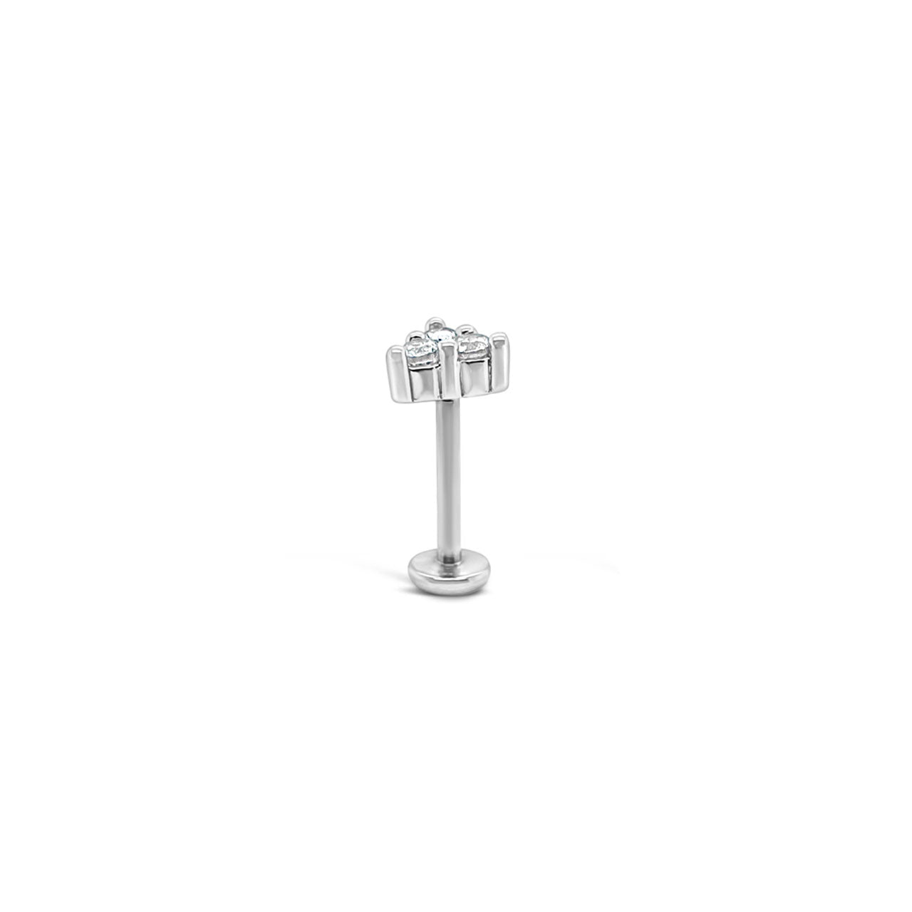 Sterling Silver Triangle CZ Single Flat Back Earring