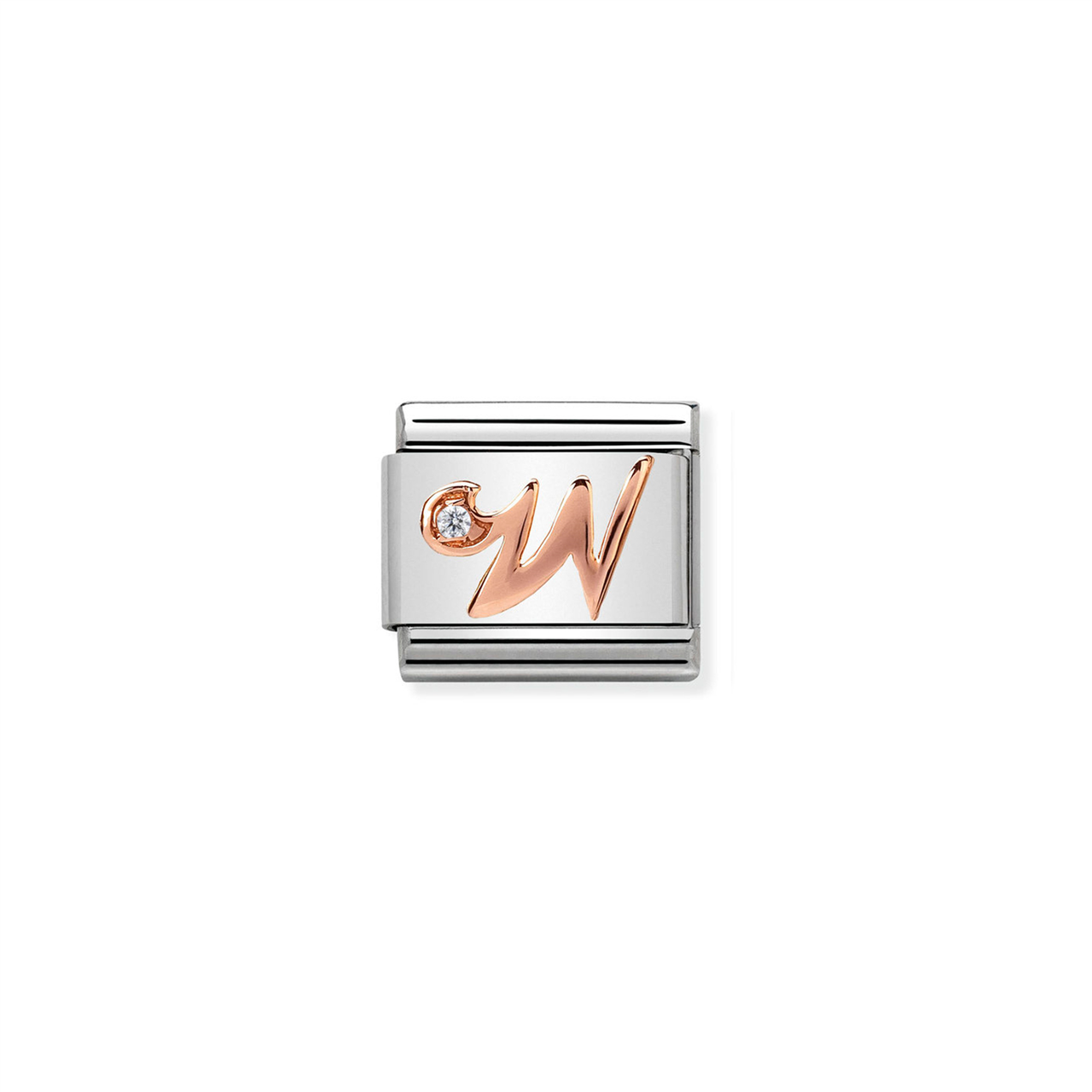 Composable Classic Link 430310/23 Letter W in Rose Gold & CZ