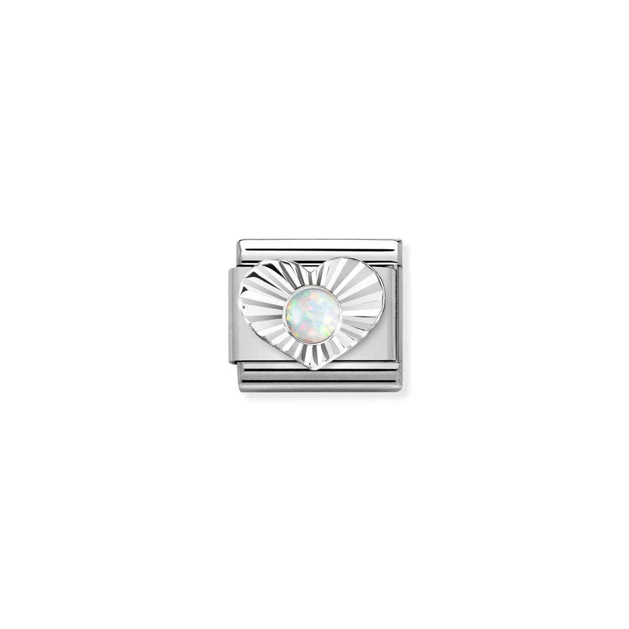 Composable Classic Link 330508/07 White Opal in Heart In 925 Silver