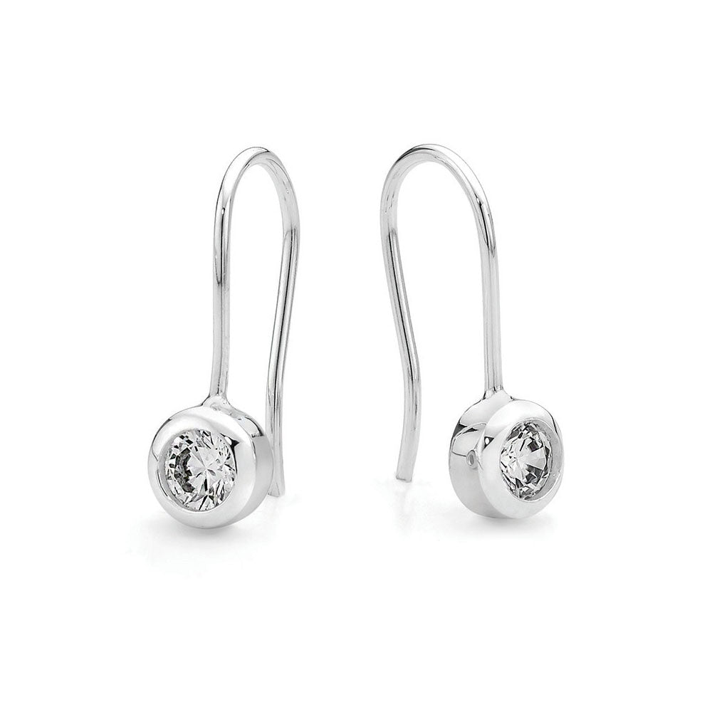 Sterling Silver CZ Hook Earrings