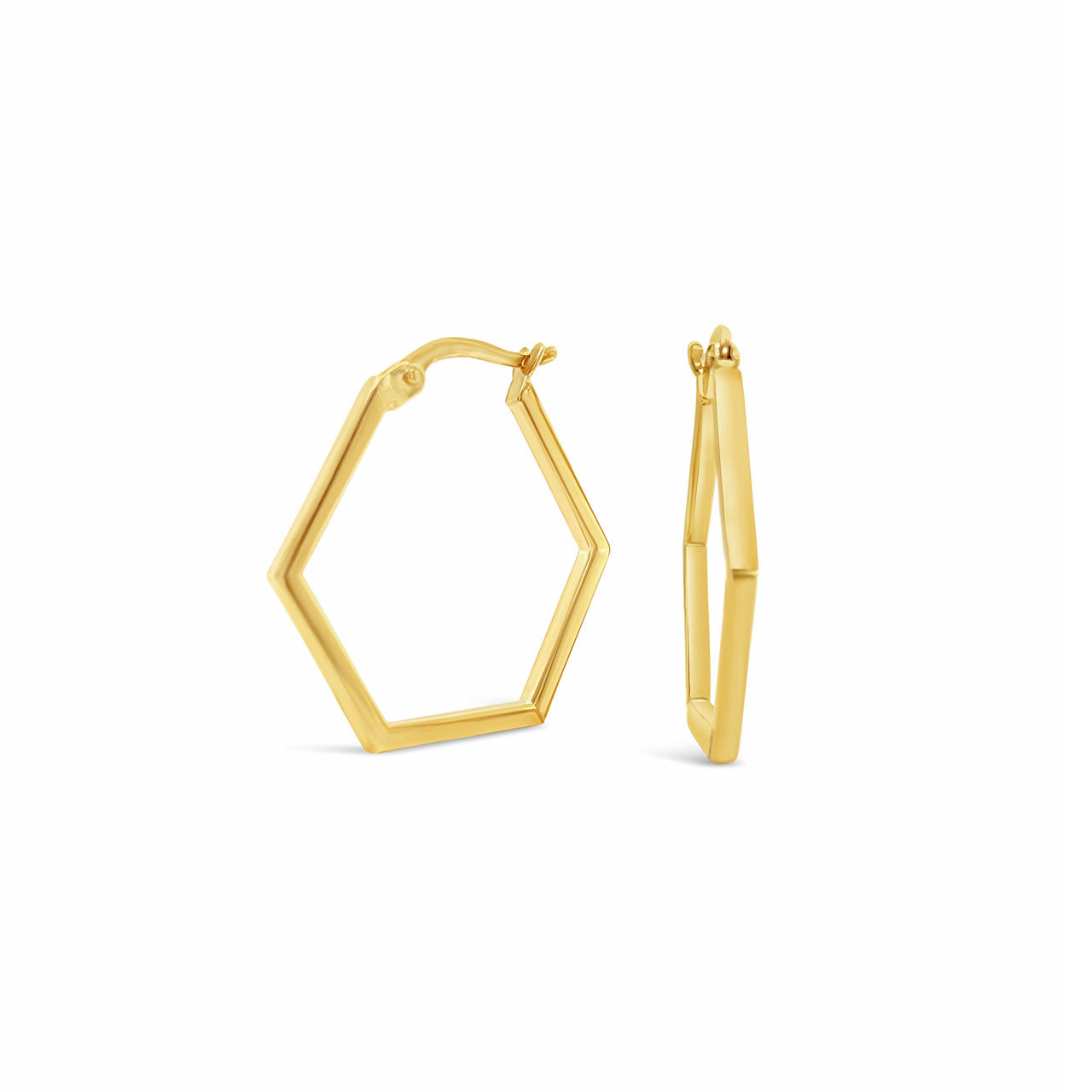 9k Yellow Gold Hexagonal Hoop Earrings