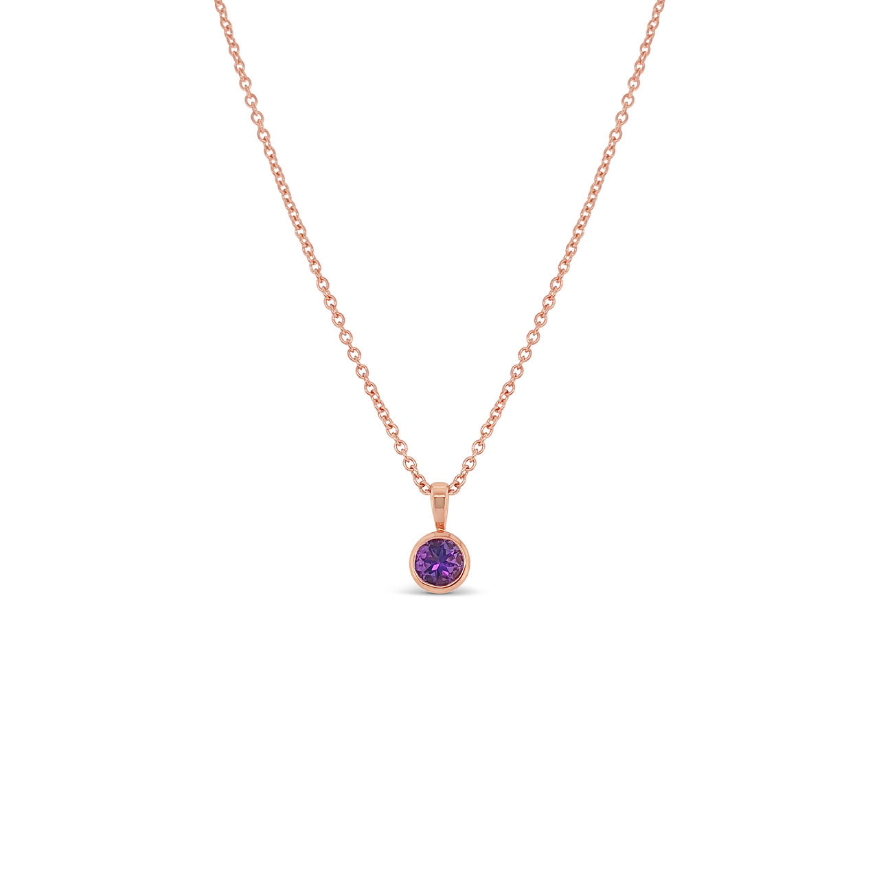9k Rose Gold Amethyst Bezel Setting Pendant