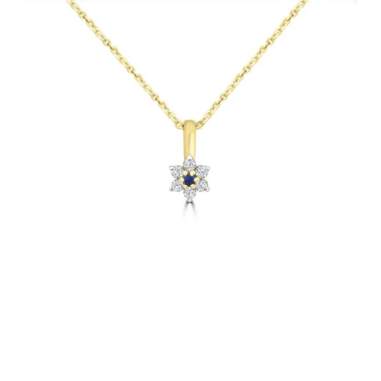 9k Yellow Gold Star Shaped Sapphire & Diamond Pendant