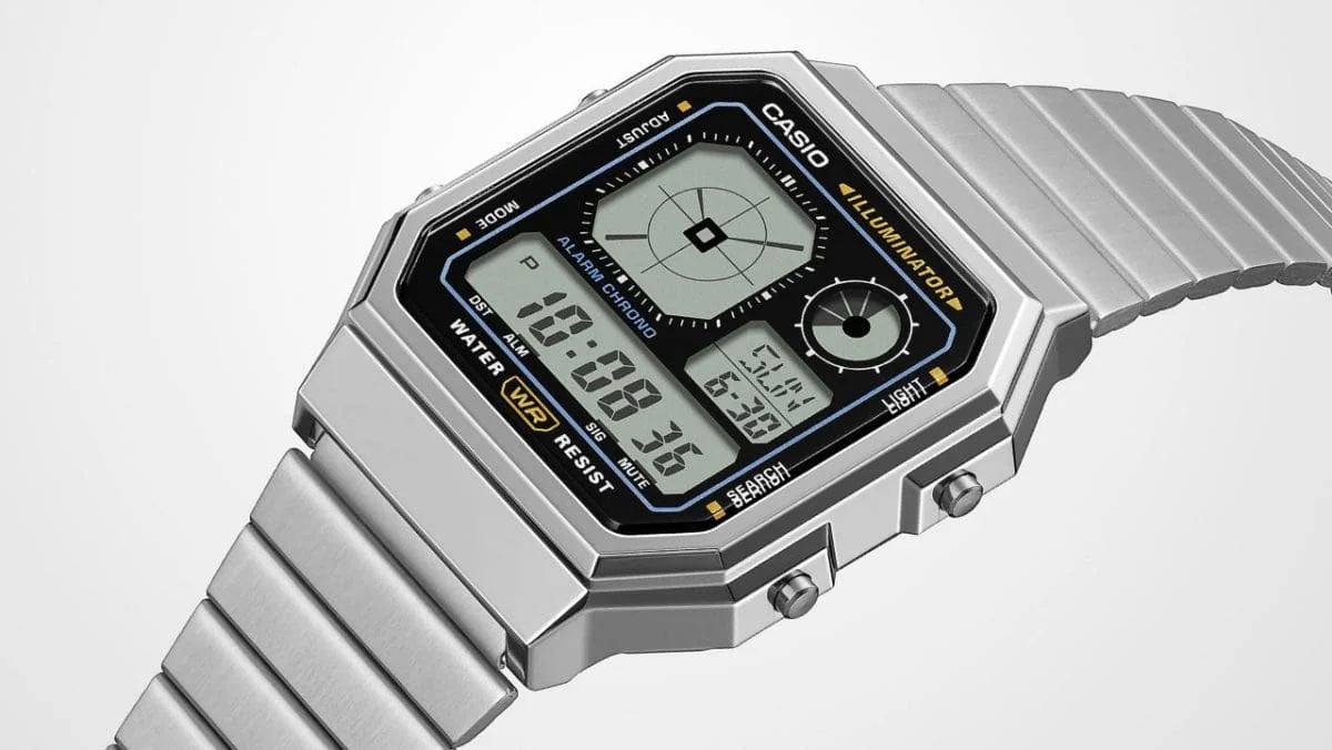 Casio Digital Vintage Black Octagonal Watch - A130WE-1A
