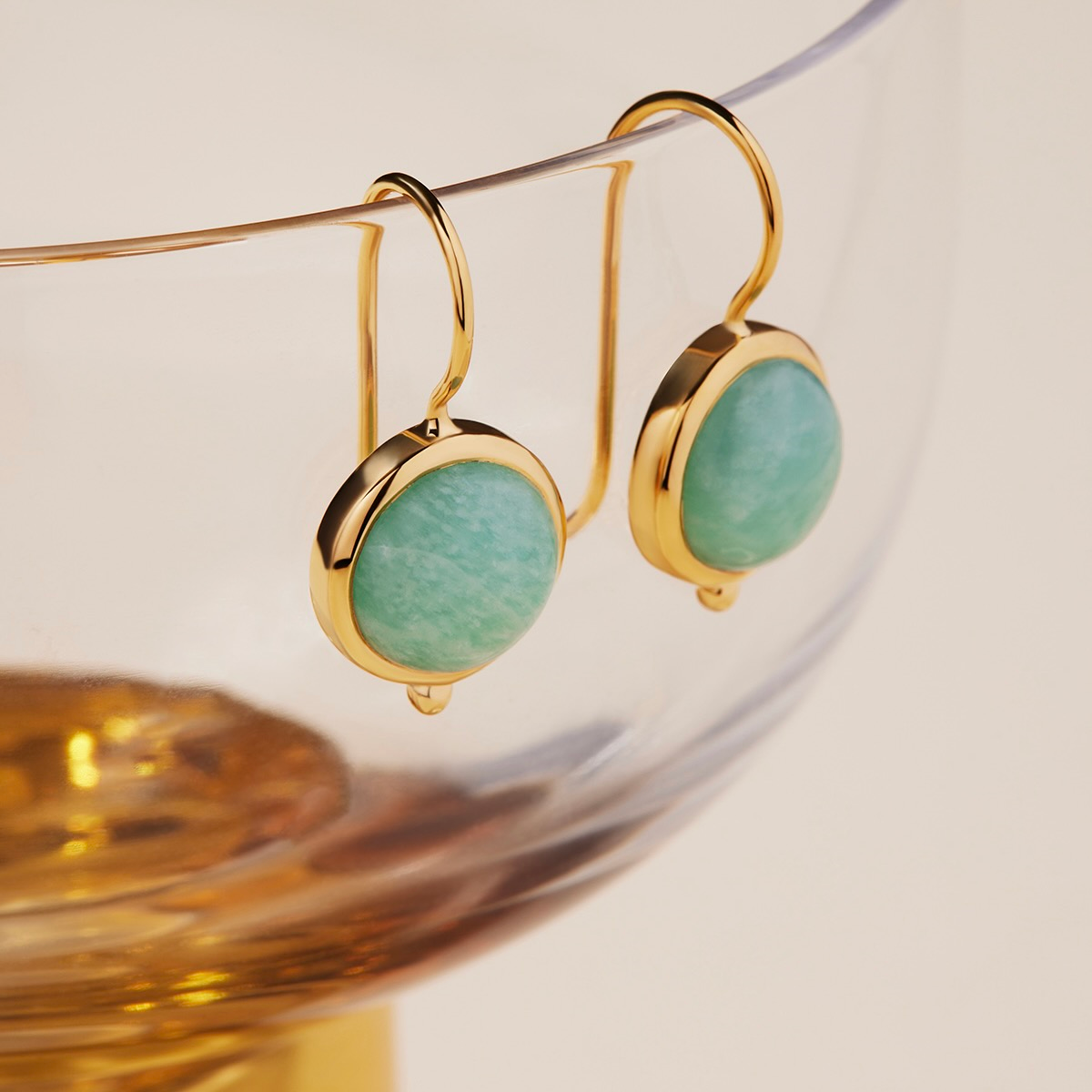 Azzurro Amazonite Earrings - Gold Plated