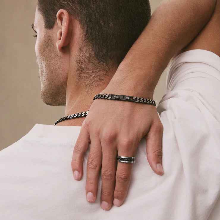 Nero Men’s Steel Curb Chain Bracelet (Bold)