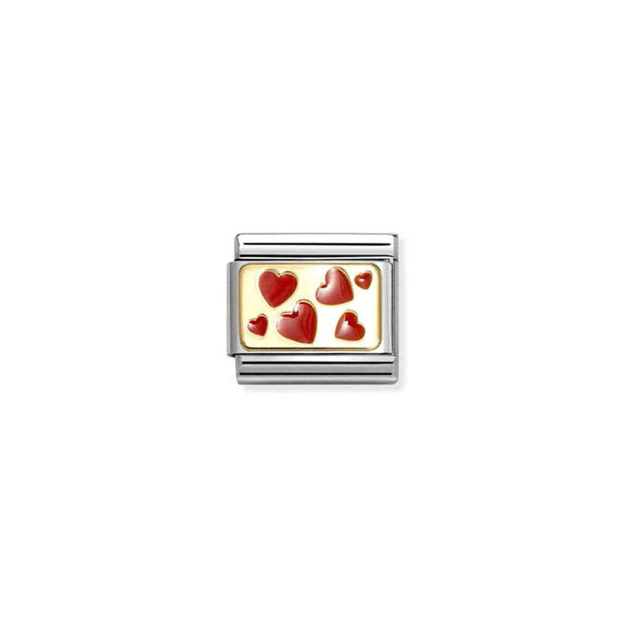 Composable Classic Link 030284/59 Red Hearts Plaque In Gold