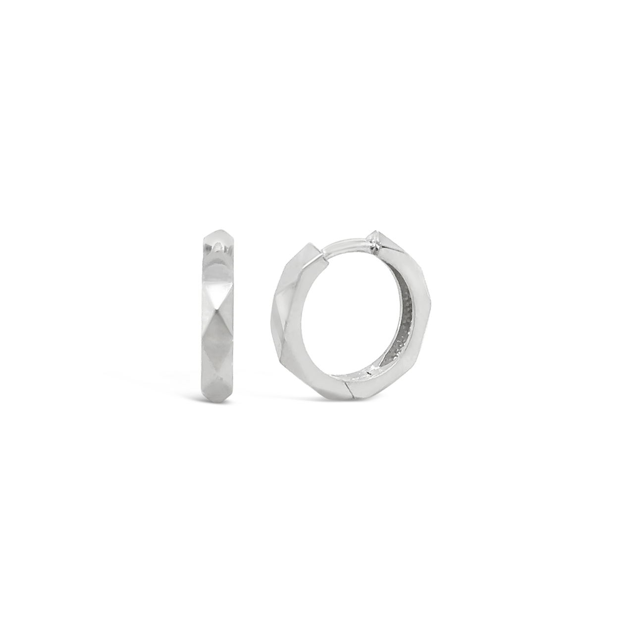 9k White Gold Patterned Huggie Earrings