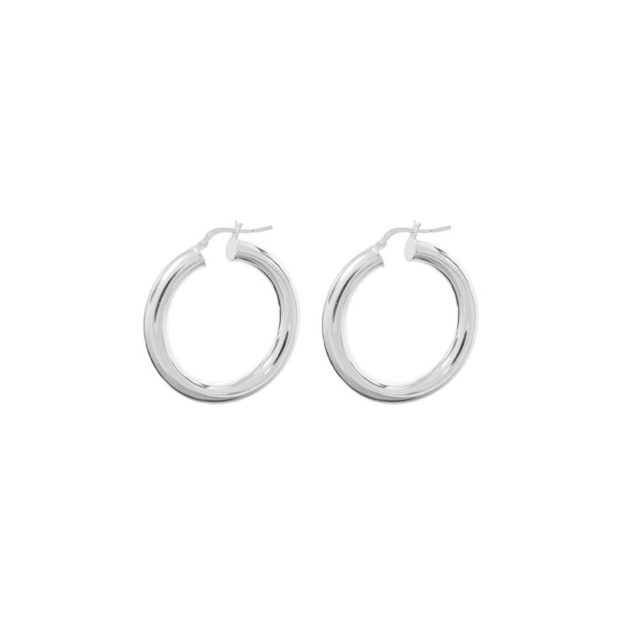 Sterling Silver Round Creole Hoop Earrings