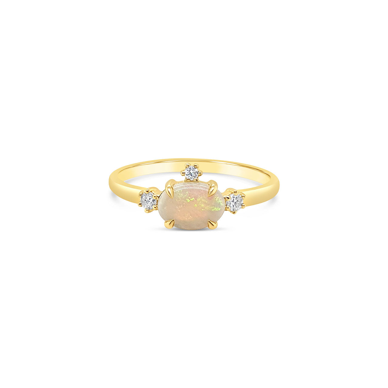 9k Yellow Gold Opal & Diamond Dress Ring