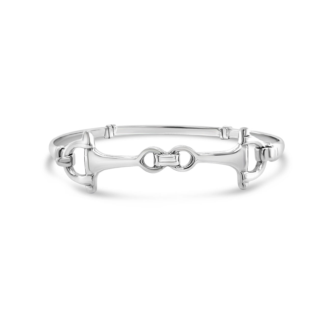 Sterling Silver Medium Weight Double Snaffle Clip Over X-Large Bangle