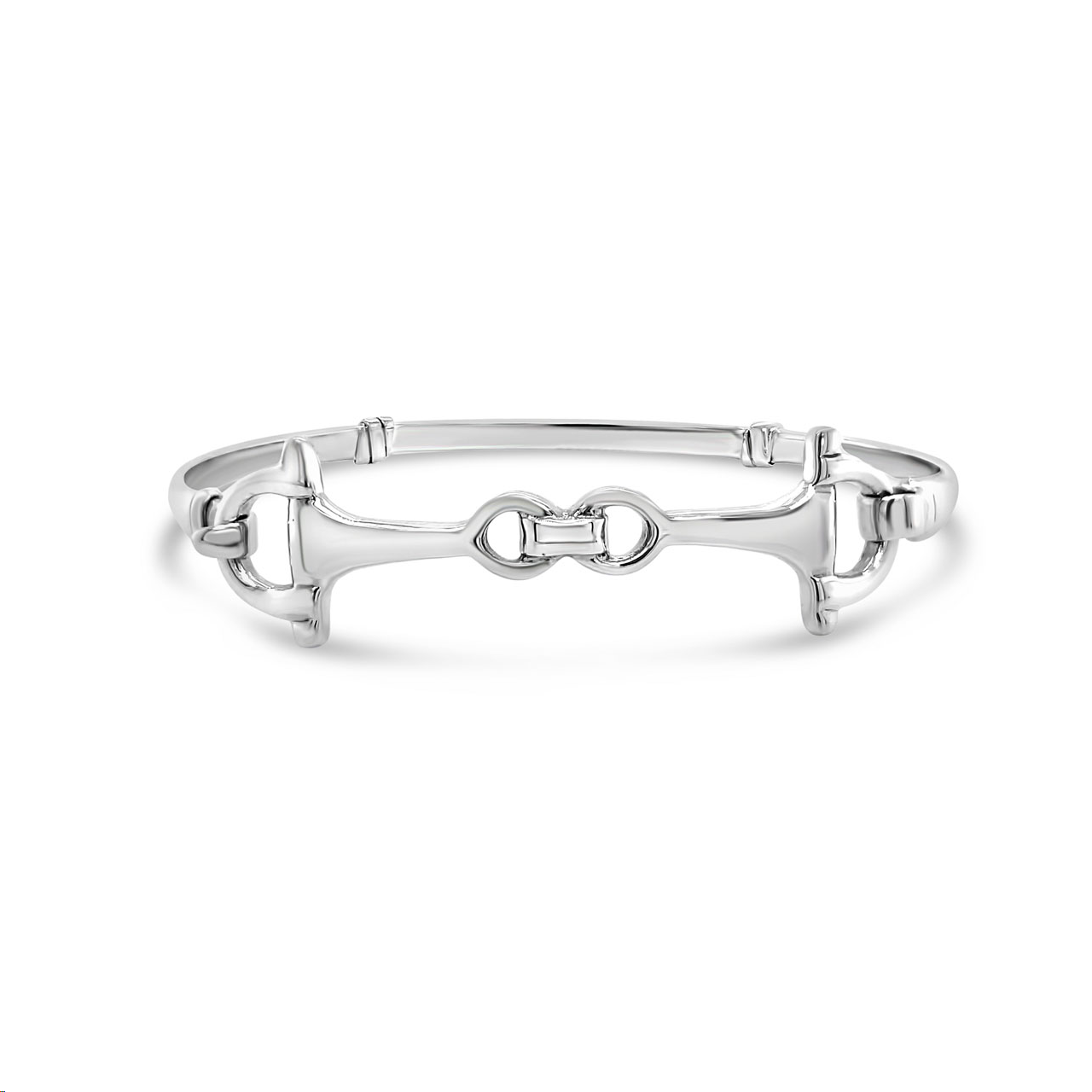 Sterling Silver Medium Weight Double Snaffle Clip Over Medium Bangle