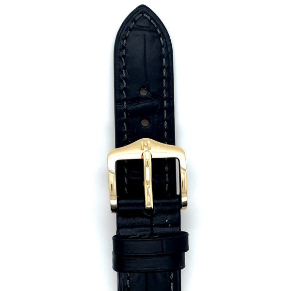 Duke - 16mm Black Long Leather Watch Strap
