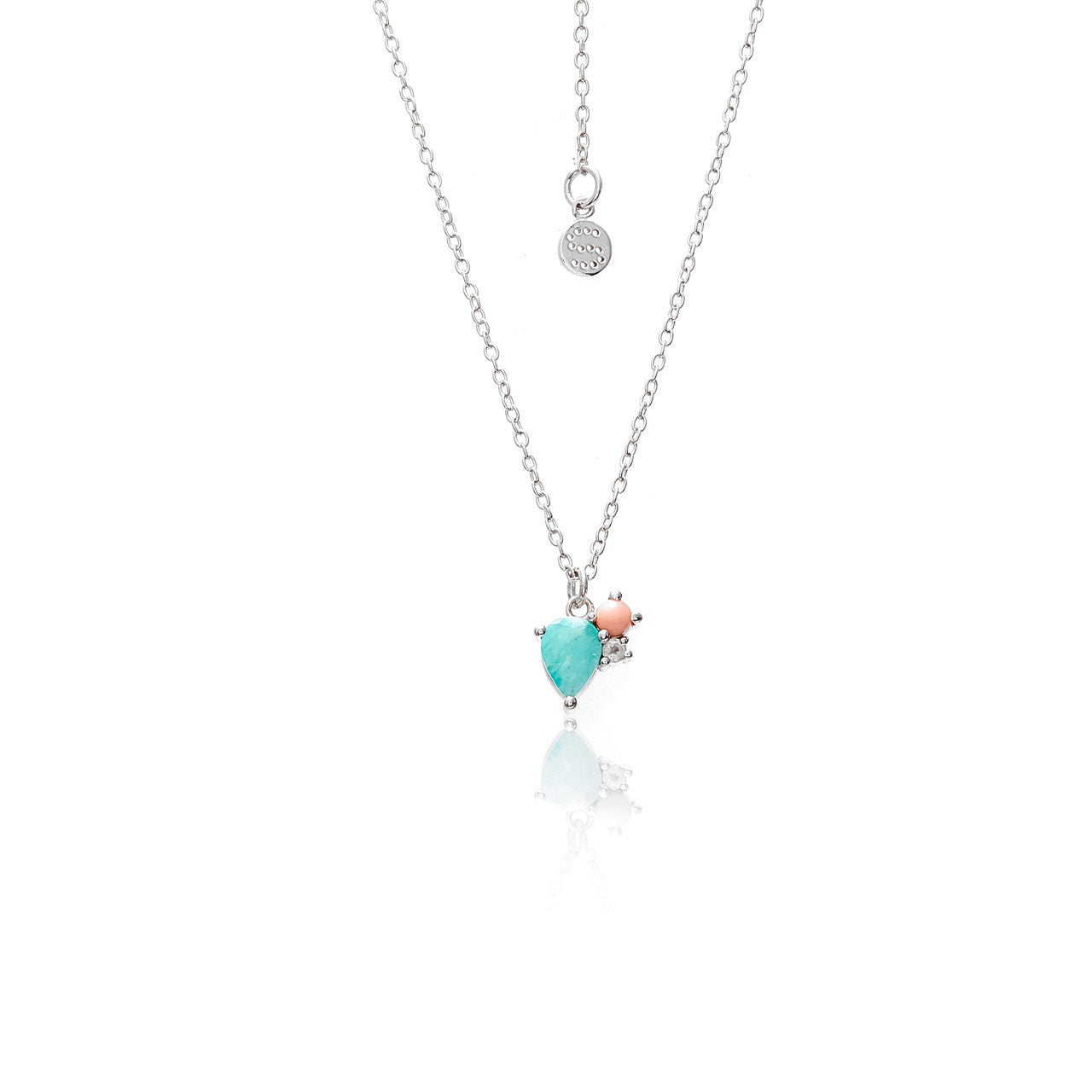 Bloom Necklace Amazonite, Rose Quartz, Pink Opal + Silver