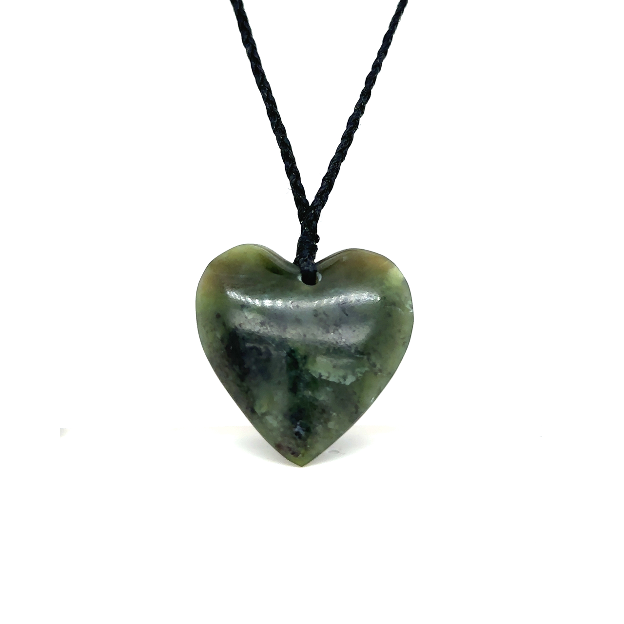 Medium Green Solid Heart Greenstone Pendant