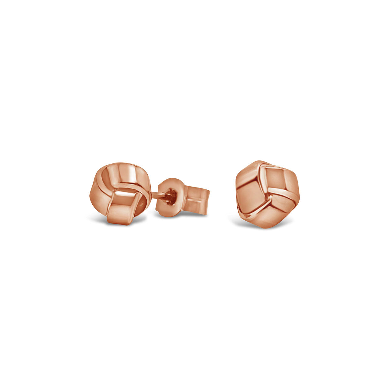 9k Rose Gold 3 Fold Small Knot Stud Earrings