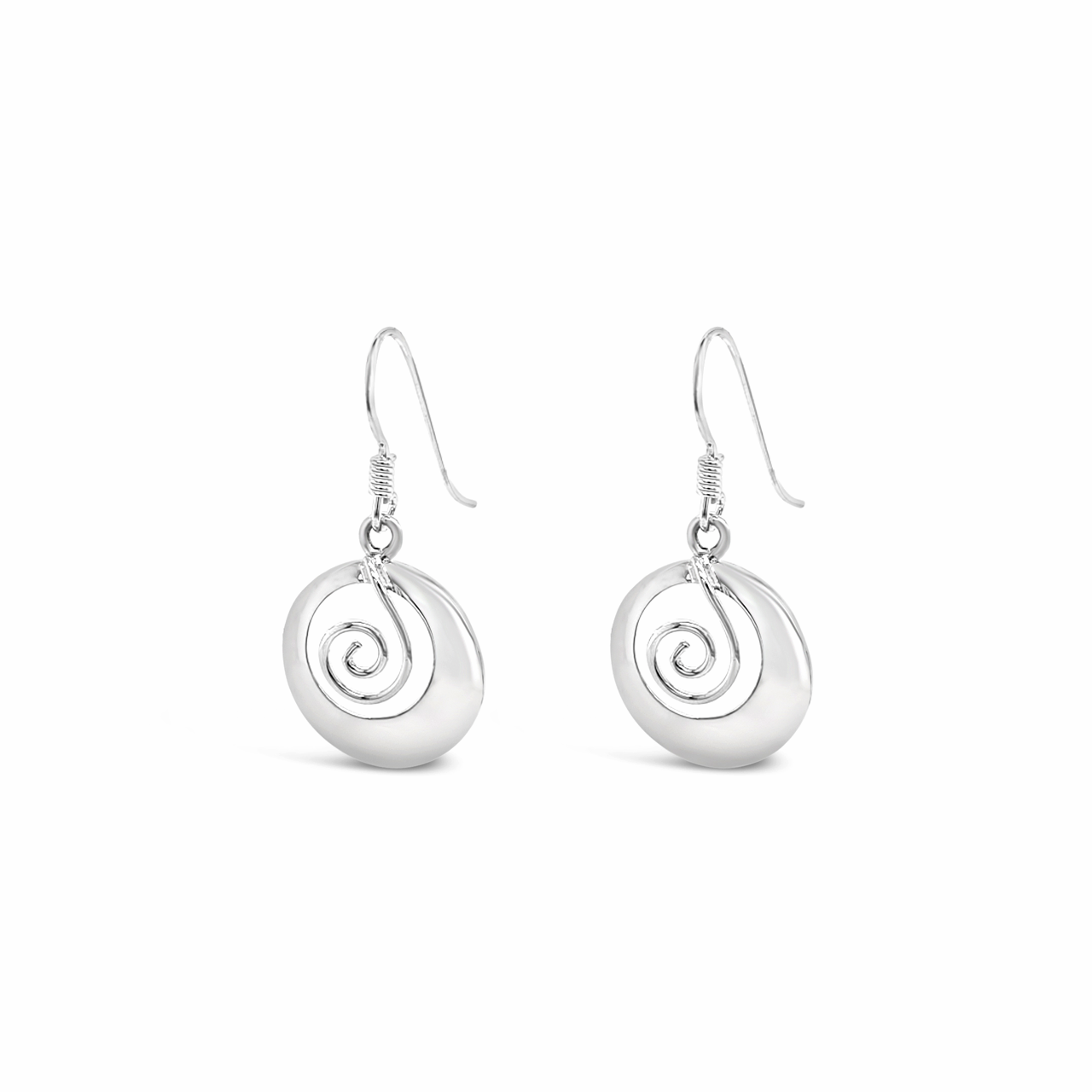 Sterling Silver Koru Spiral Drop Earrings