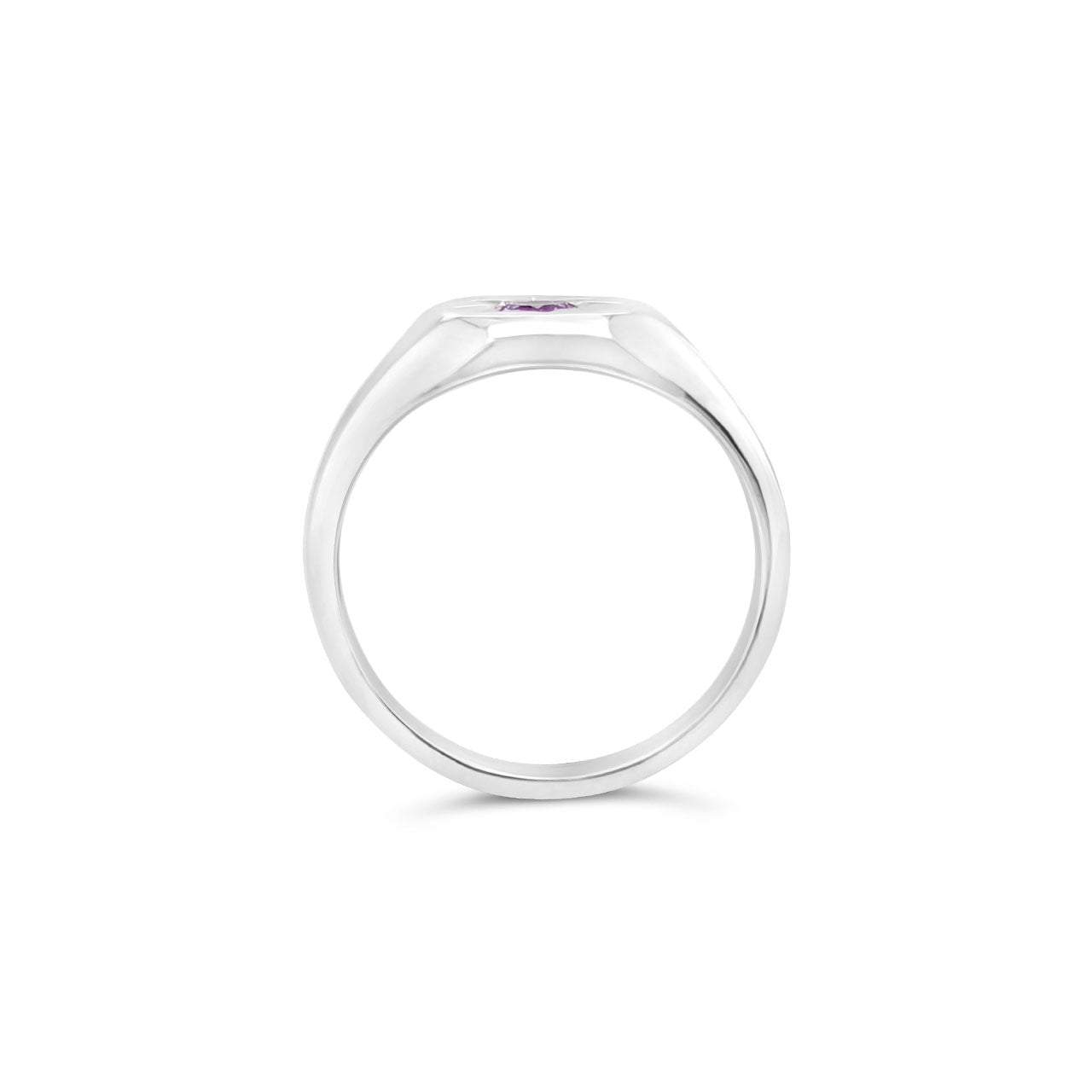 Sterling Silver Pink CZ Star Set Signet Ring
