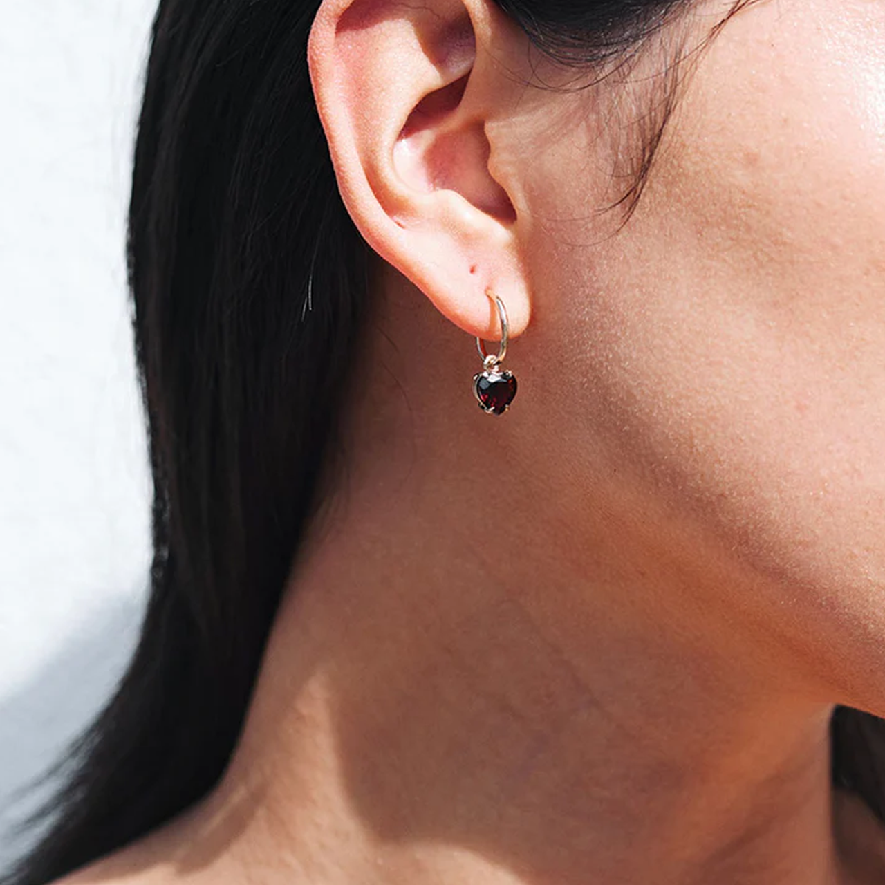 Sterling Silver Heart Jewel Signature Hoops