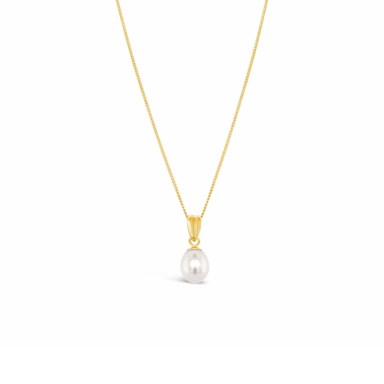 9k Yellow Gold 6.5-7mm Fresh Water Pearl White Drop Pendant